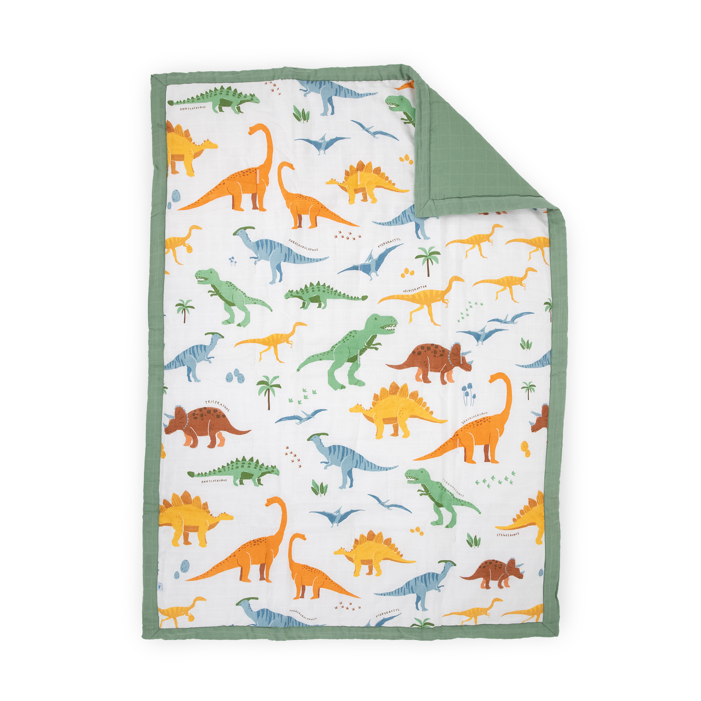 Cotton Muslin Toddler Comforter - Dino Names