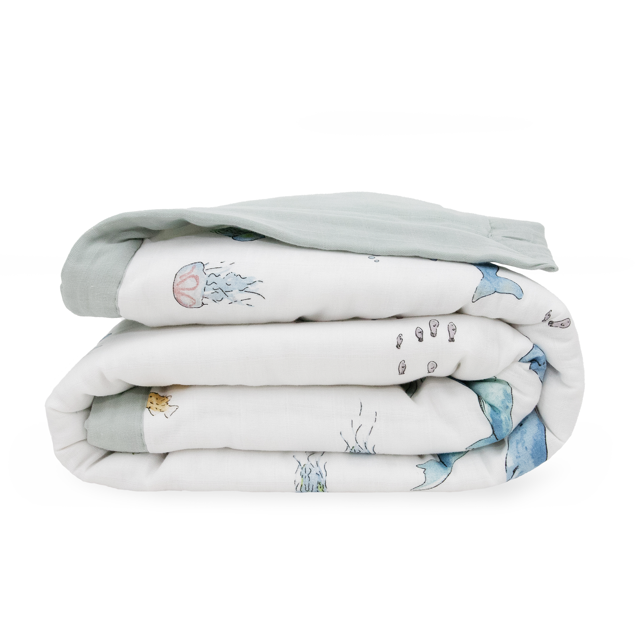 Cotton Muslin Toddler Comforter - Whales