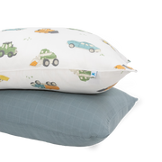 Cotton Muslin Pillowcase 2 Pack - Work Trucks