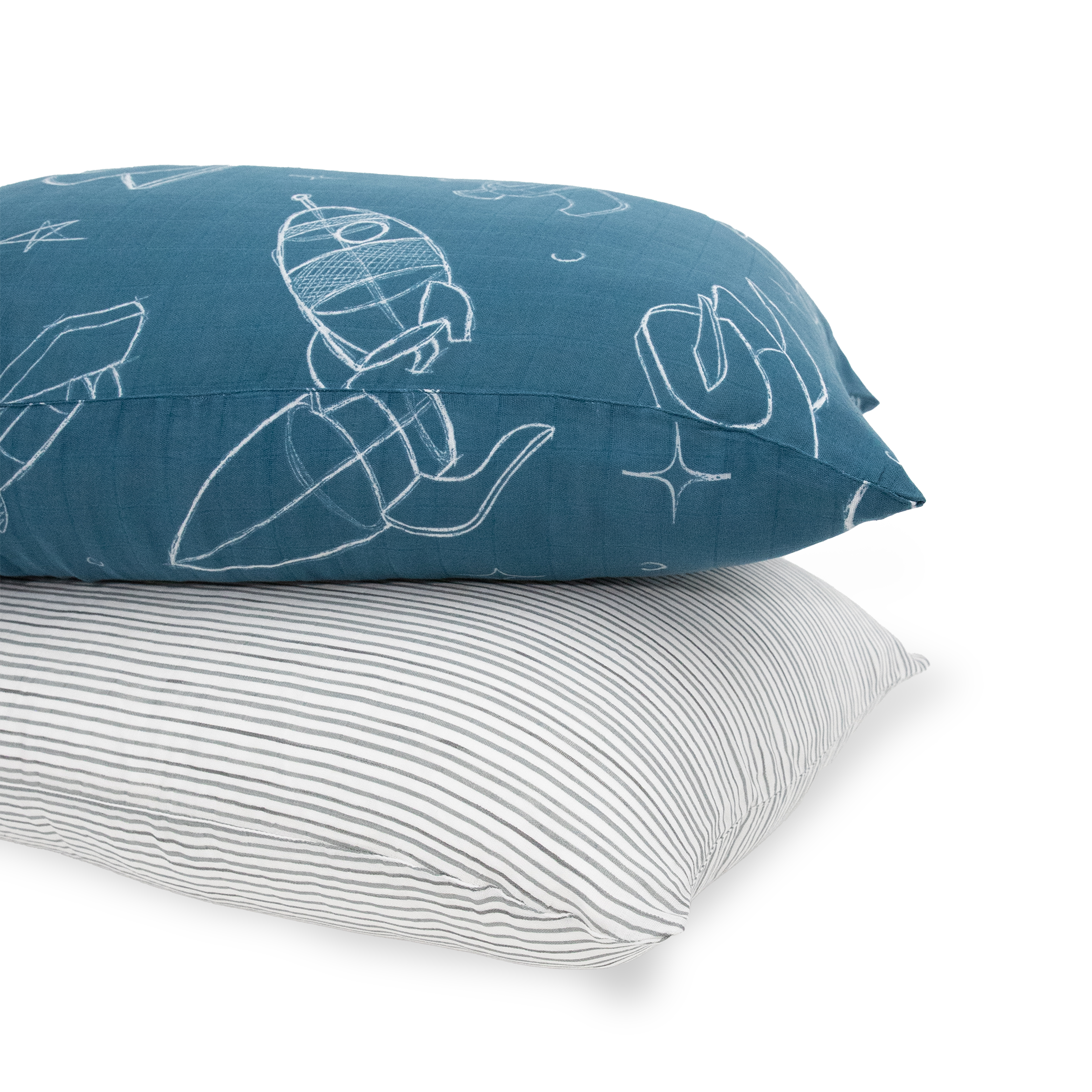 Cotton Muslin Pillowcase 2 Pack - Blast Off