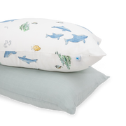 Cotton Muslin Pillowcase 2 Pack - Whales