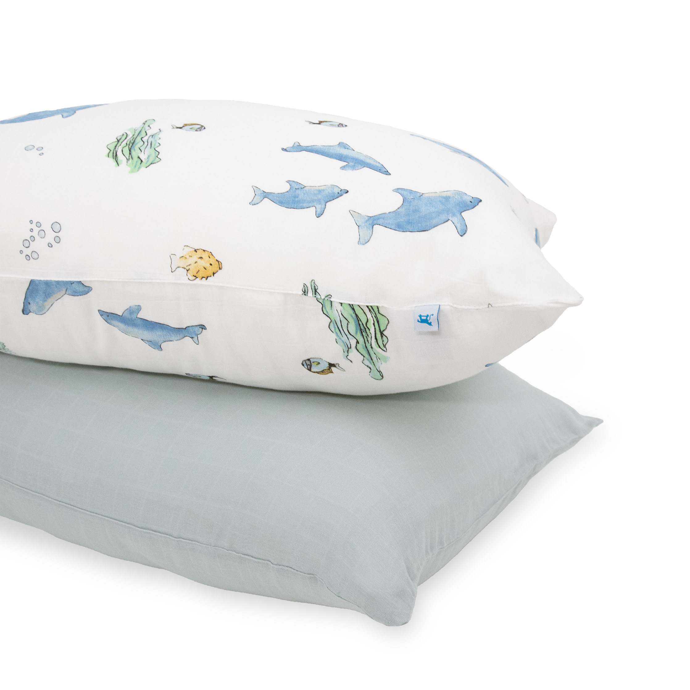 Cotton Muslin Pillowcase 2 Pack - Whales