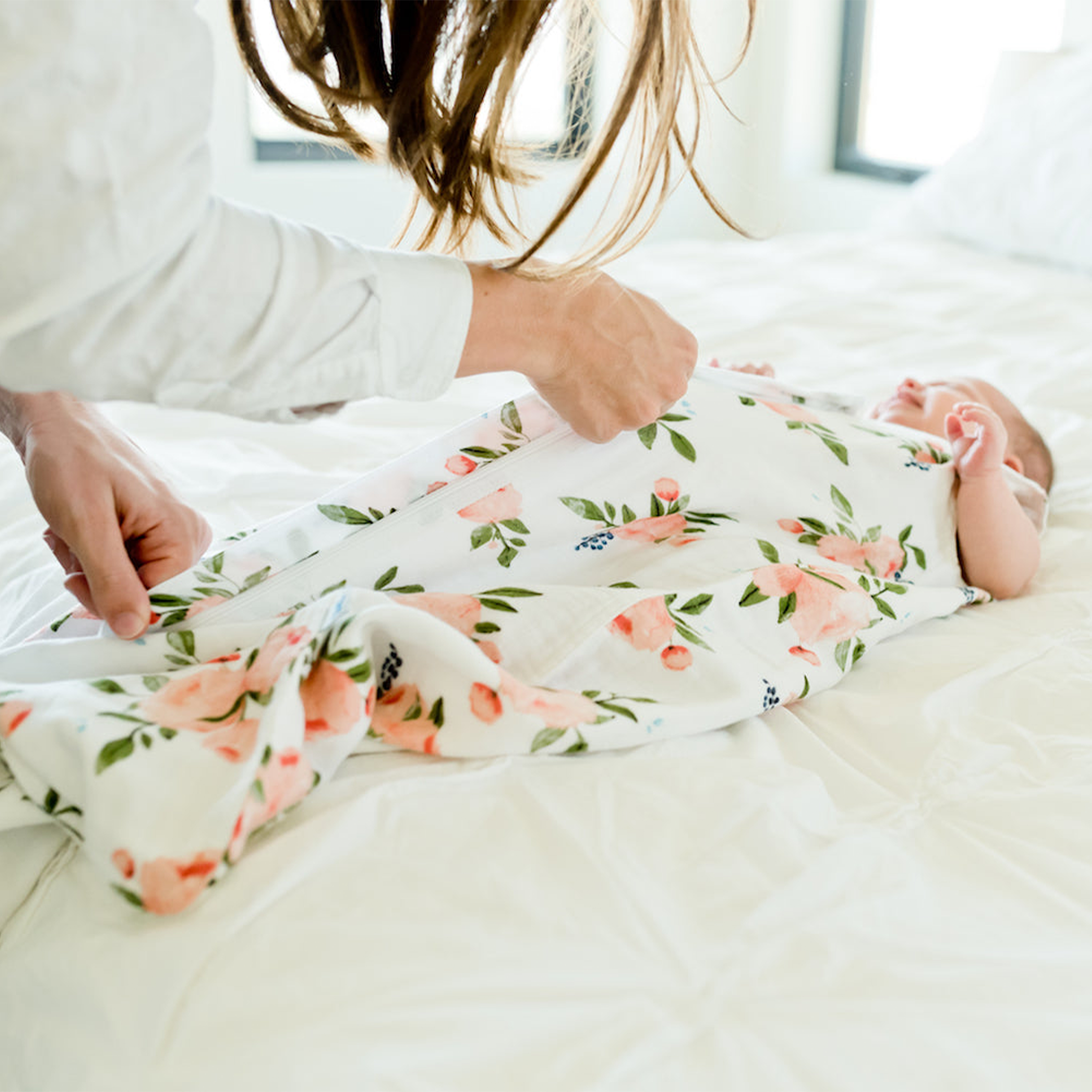 Cotton Muslin Sleep Bag - Watercolor Roses