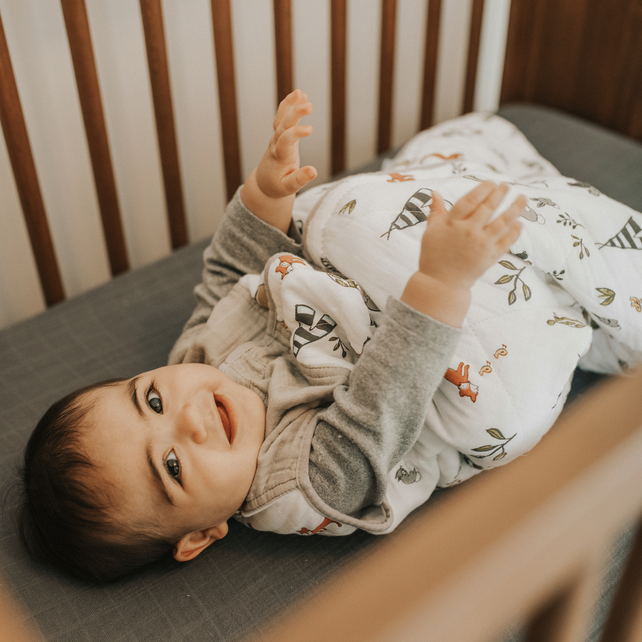 Cotton Muslin Quilted Sleep Bag - Forest Friends