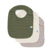 Cotton Muslin Classic Bib 3 Pack - Fern 2
