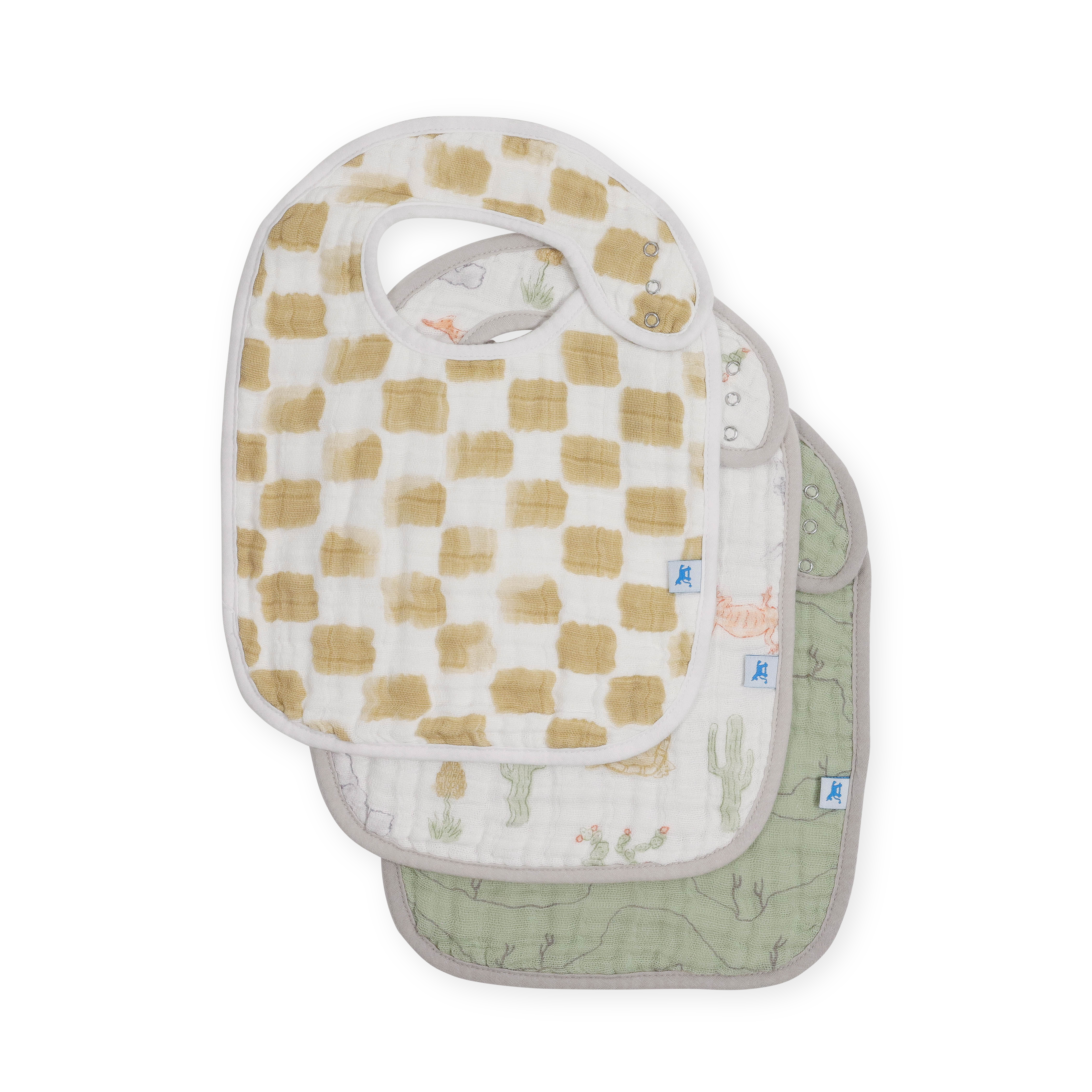 Cotton Muslin Classic Bib 3 Pack - Adobe Checker