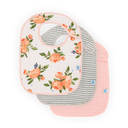 Cotton Muslin Classic Bib 3 Pack - Watercolor Roses