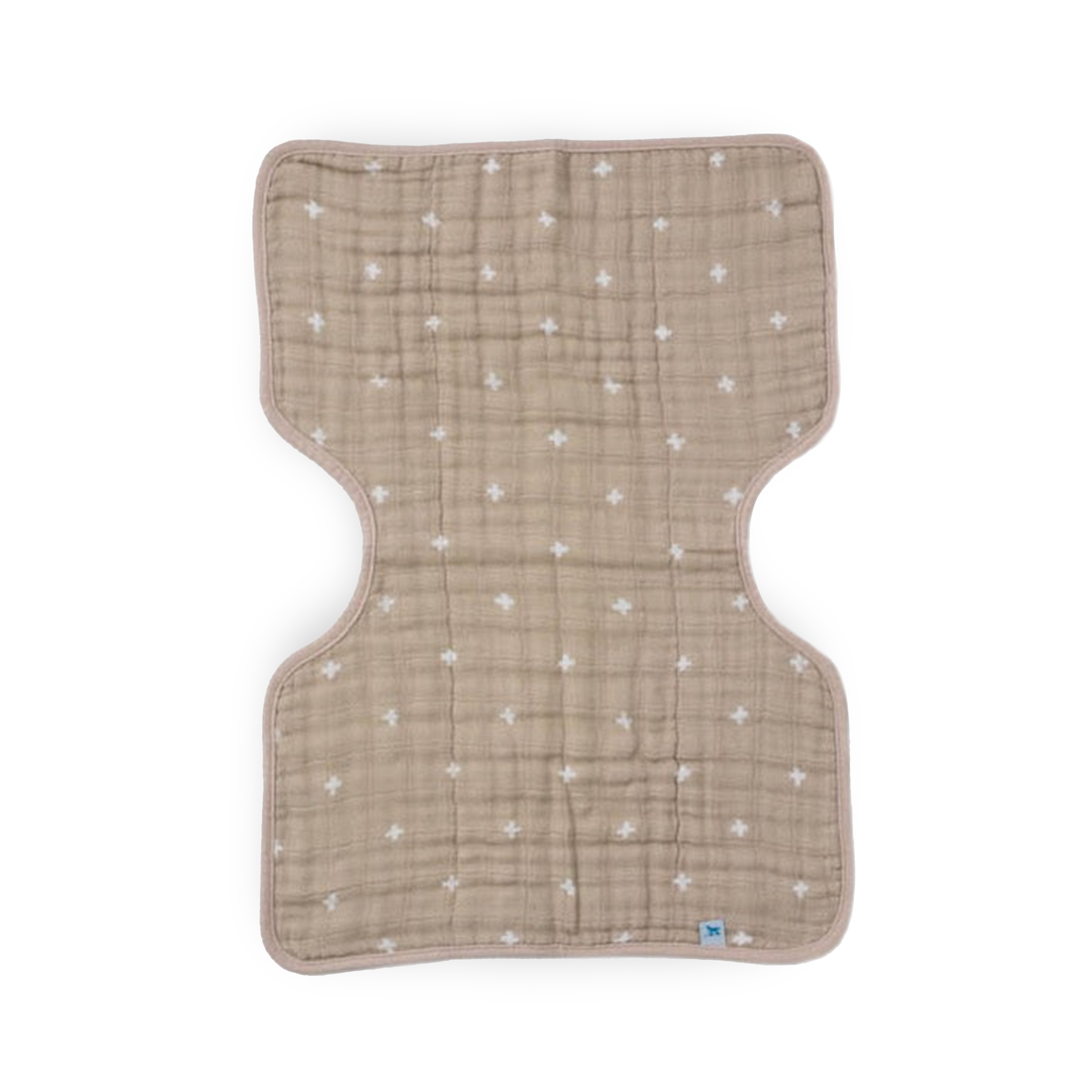 Cotton Muslin Burp Cloth - Taupe Cross