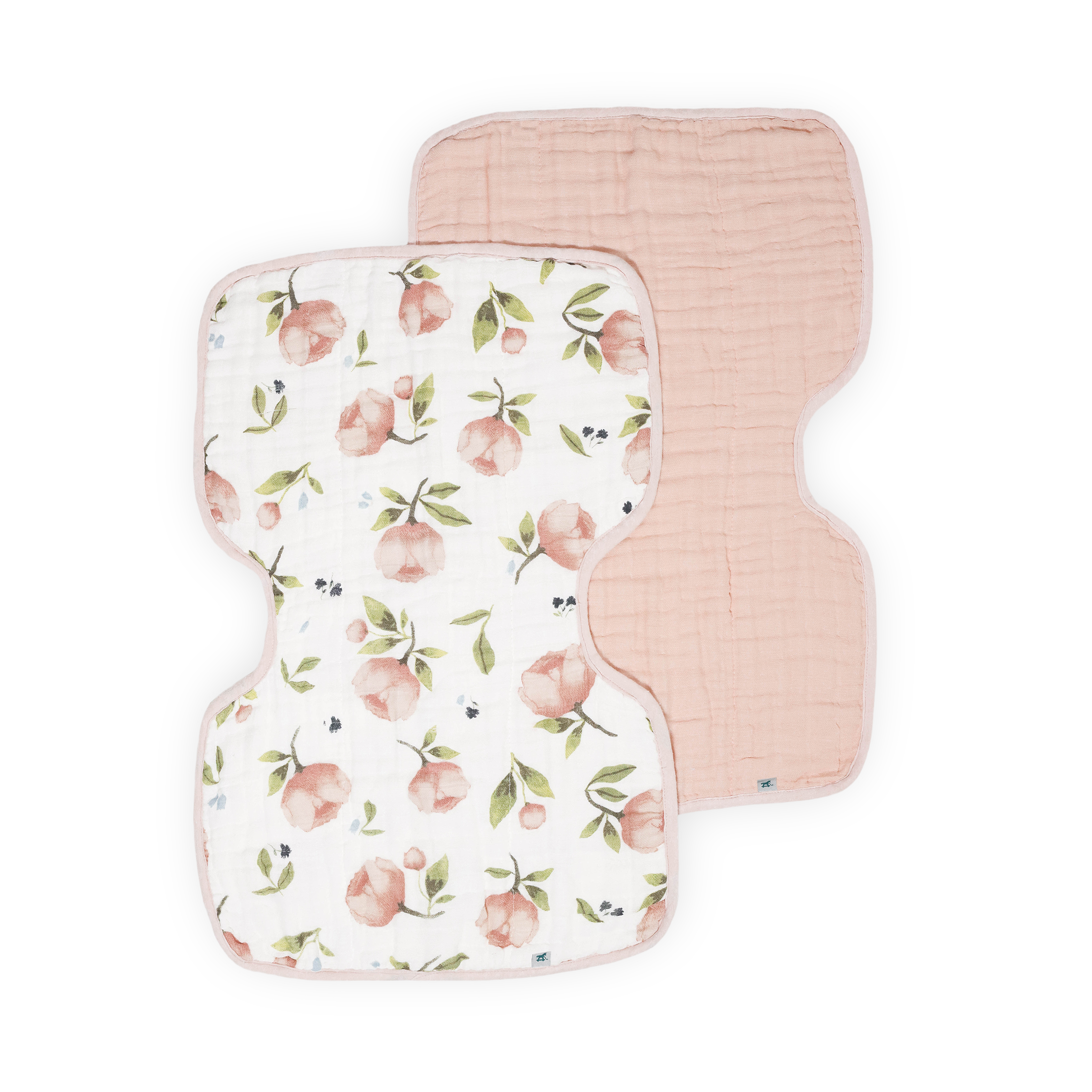 Organic Cotton Muslin Burp Cloth 2 Pack - Watercolor Floret + Rosie