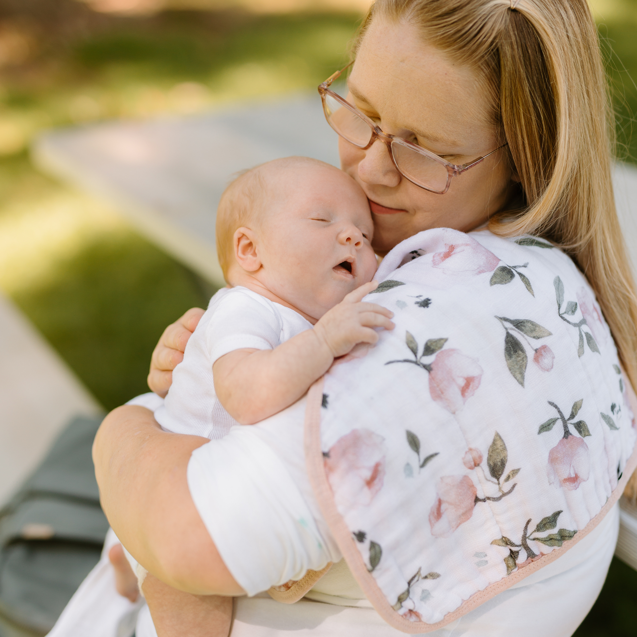 Organic Cotton Muslin Burp Cloth 2 Pack - Watercolor Floret + Rosie
