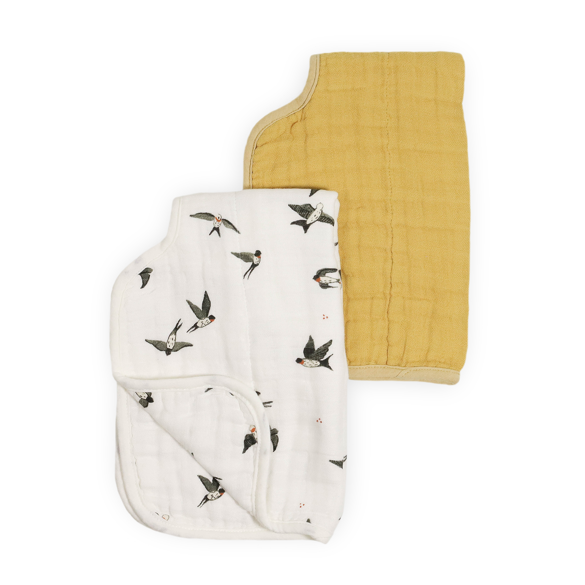 Organic Cotton Muslin Burp Cloth 2 Pack - Swallows + Wheat
