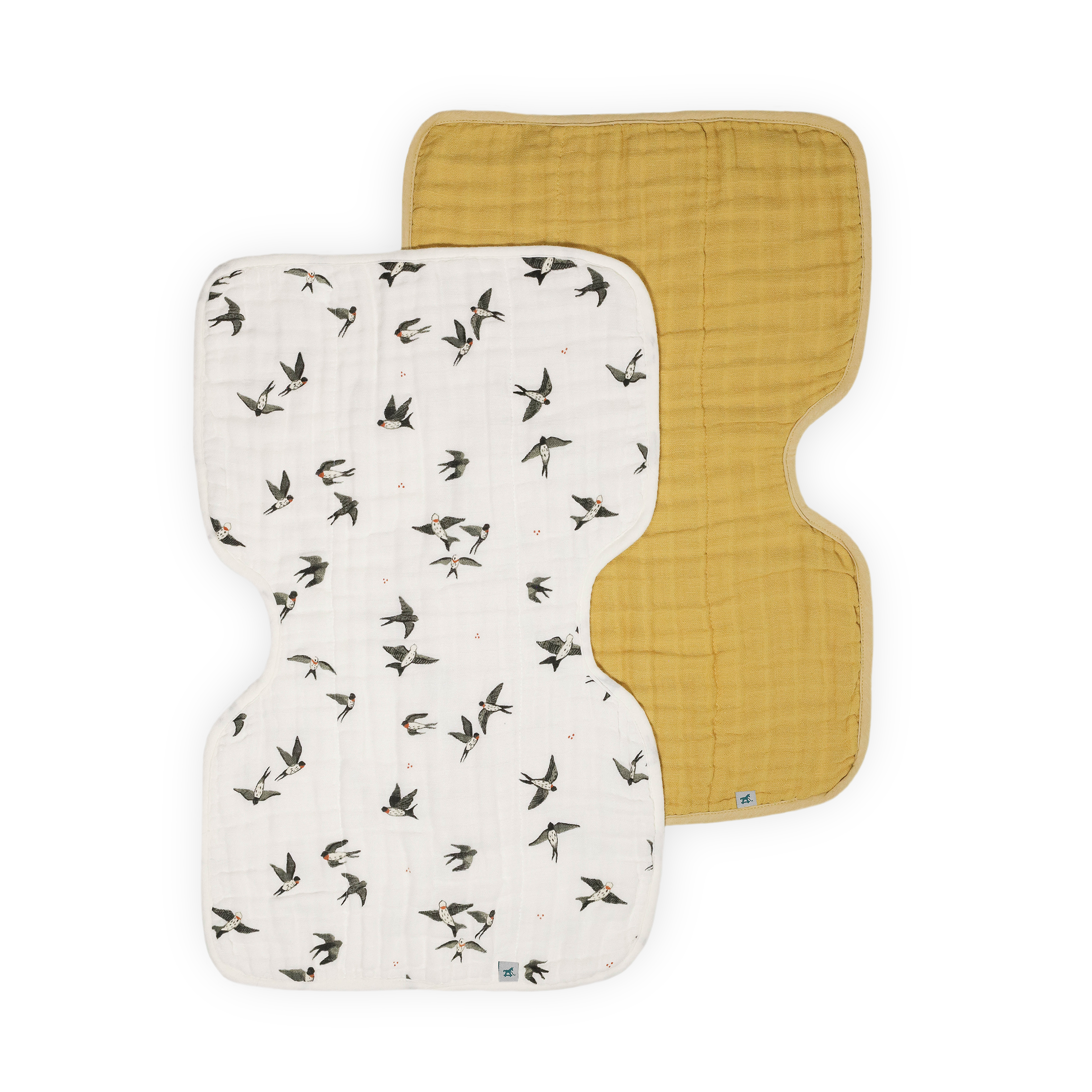 Organic Cotton Muslin Burp Cloth 2 Pack - Swallows + Wheat