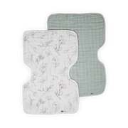 Organic Cotton Muslin Burp Cloth 2 Pack - Pencil Floral + White Sage