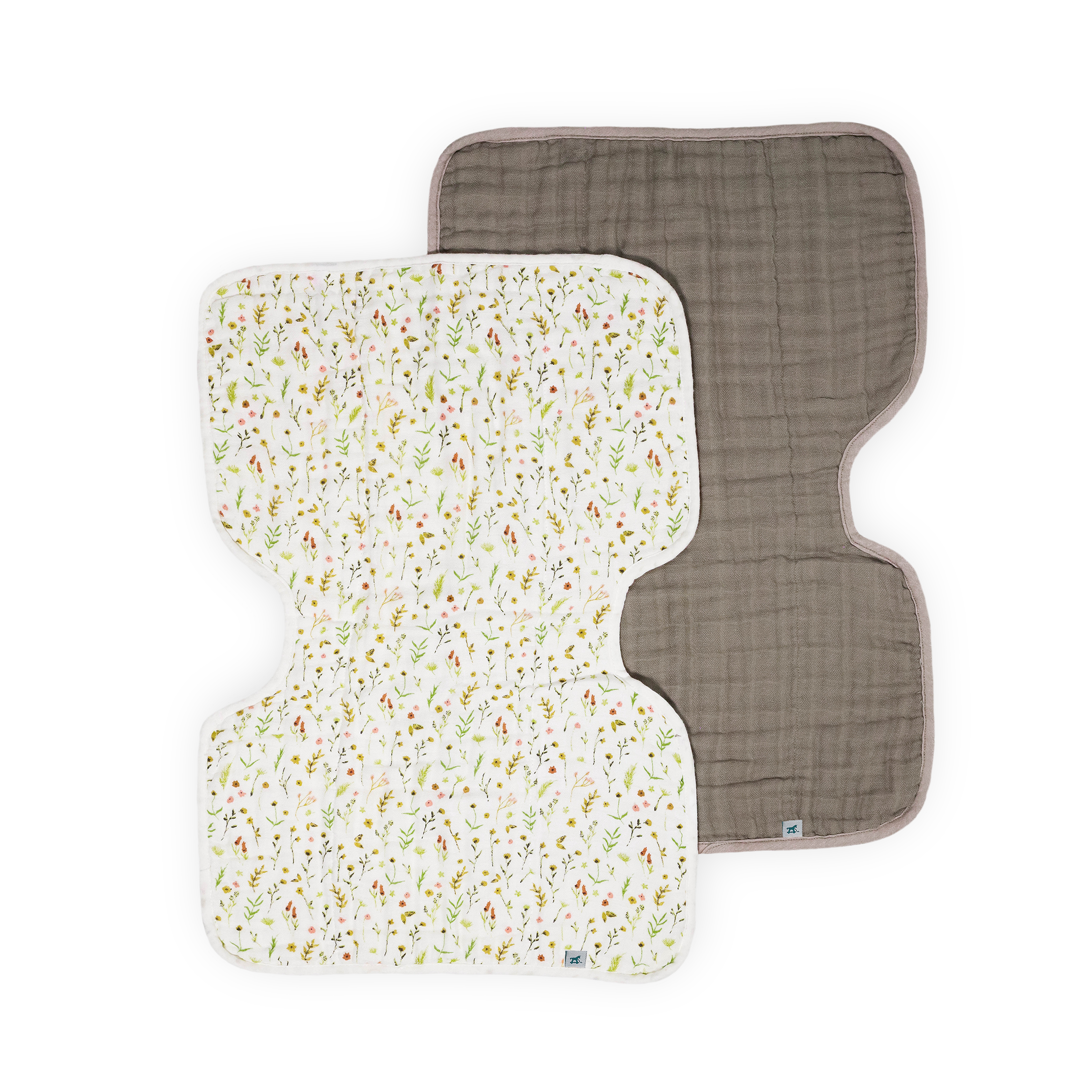 Organic Cotton Muslin Burp Cloth 2 Pack - Floral Field + Driftwood