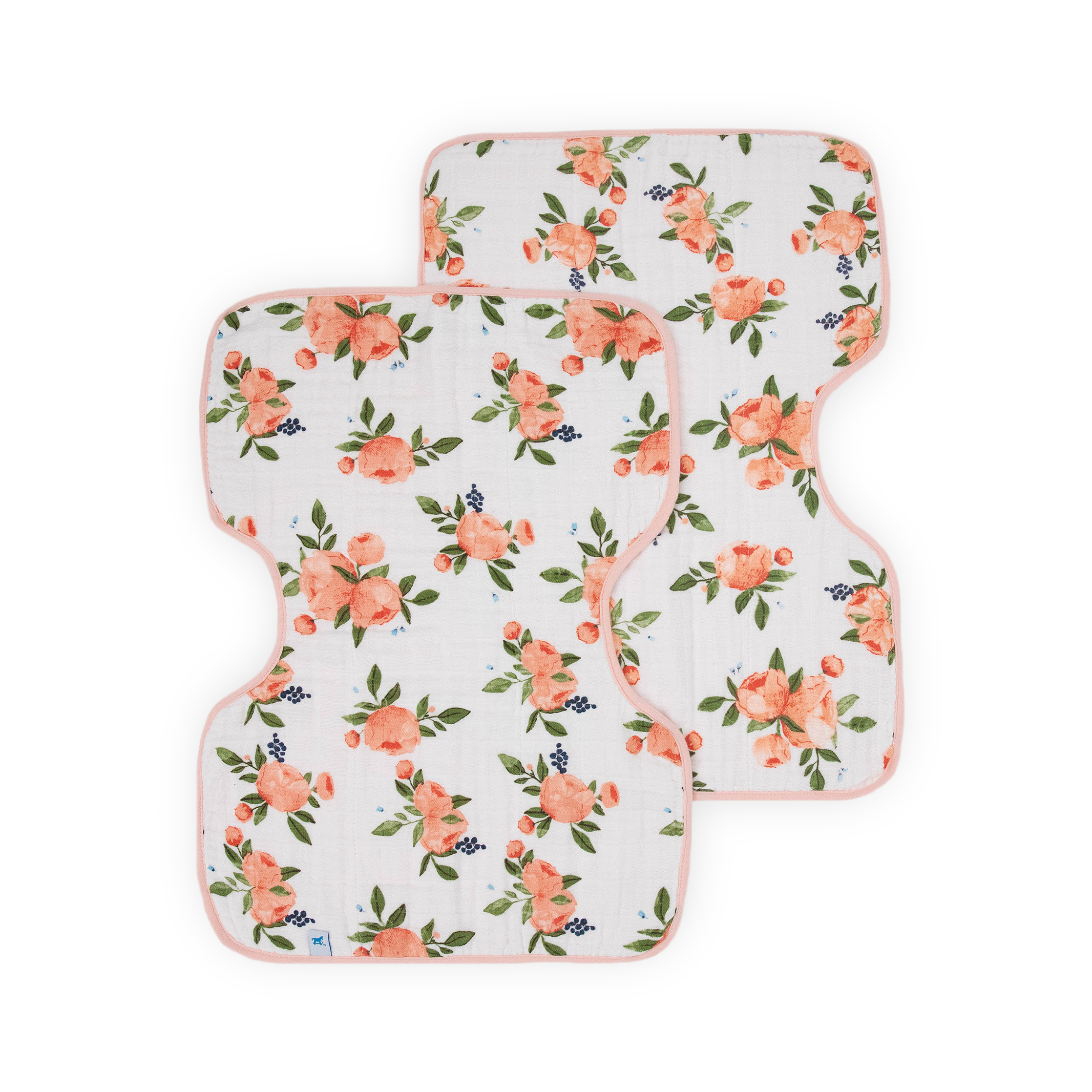 Cotton Muslin Burp Cloth 2 Pack - Watercolor Roses 2
