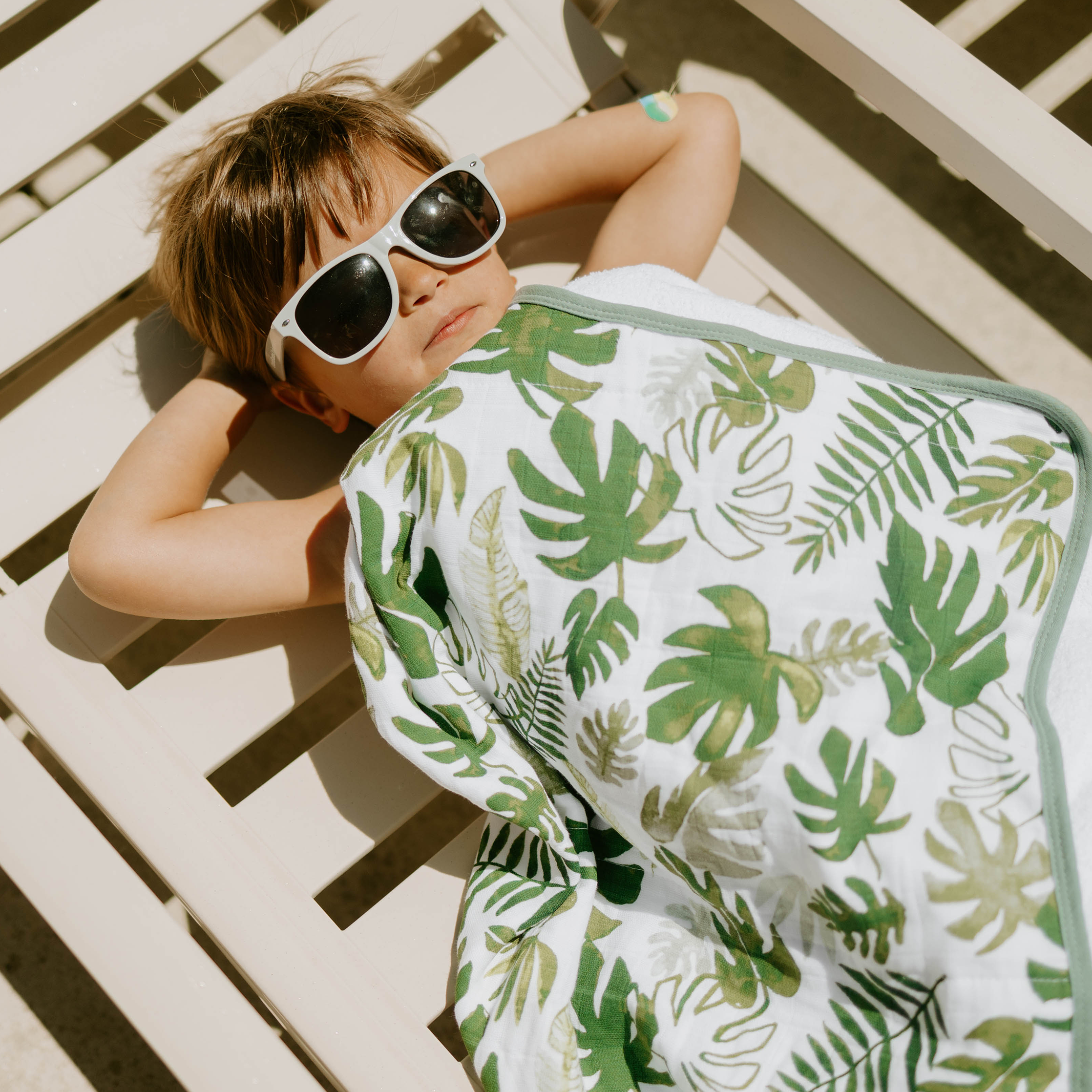 Toddler Hooded Towel - Tropical Leaf