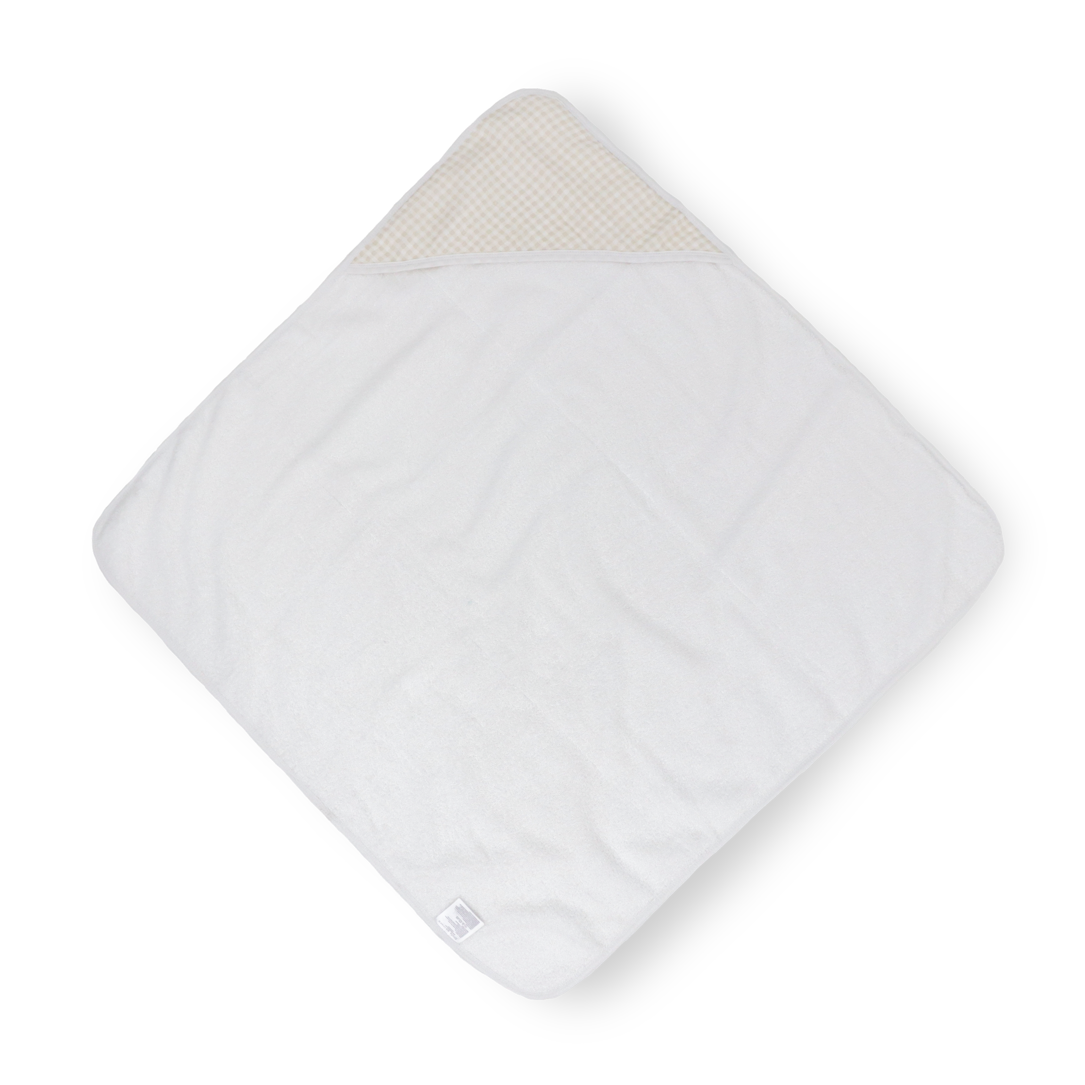 Infant Hooded Towel - Tan Gingham