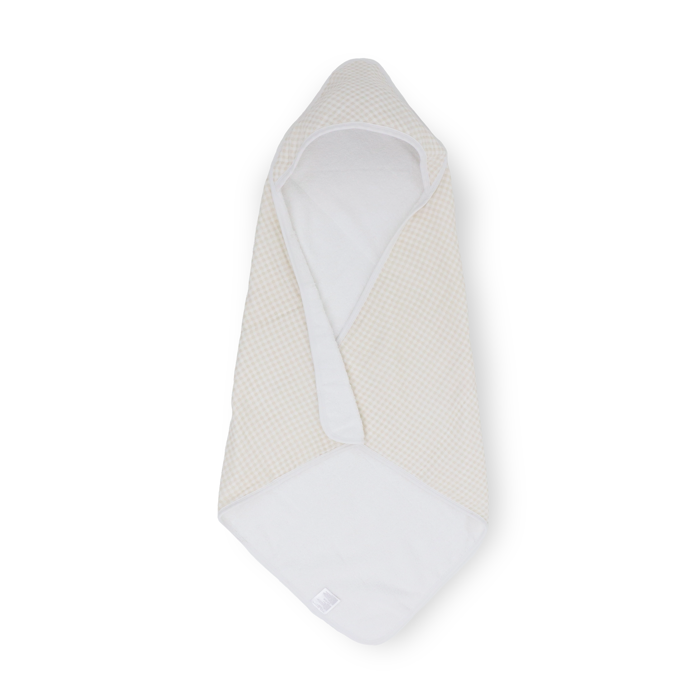 Infant Hooded Towel - Tan Gingham