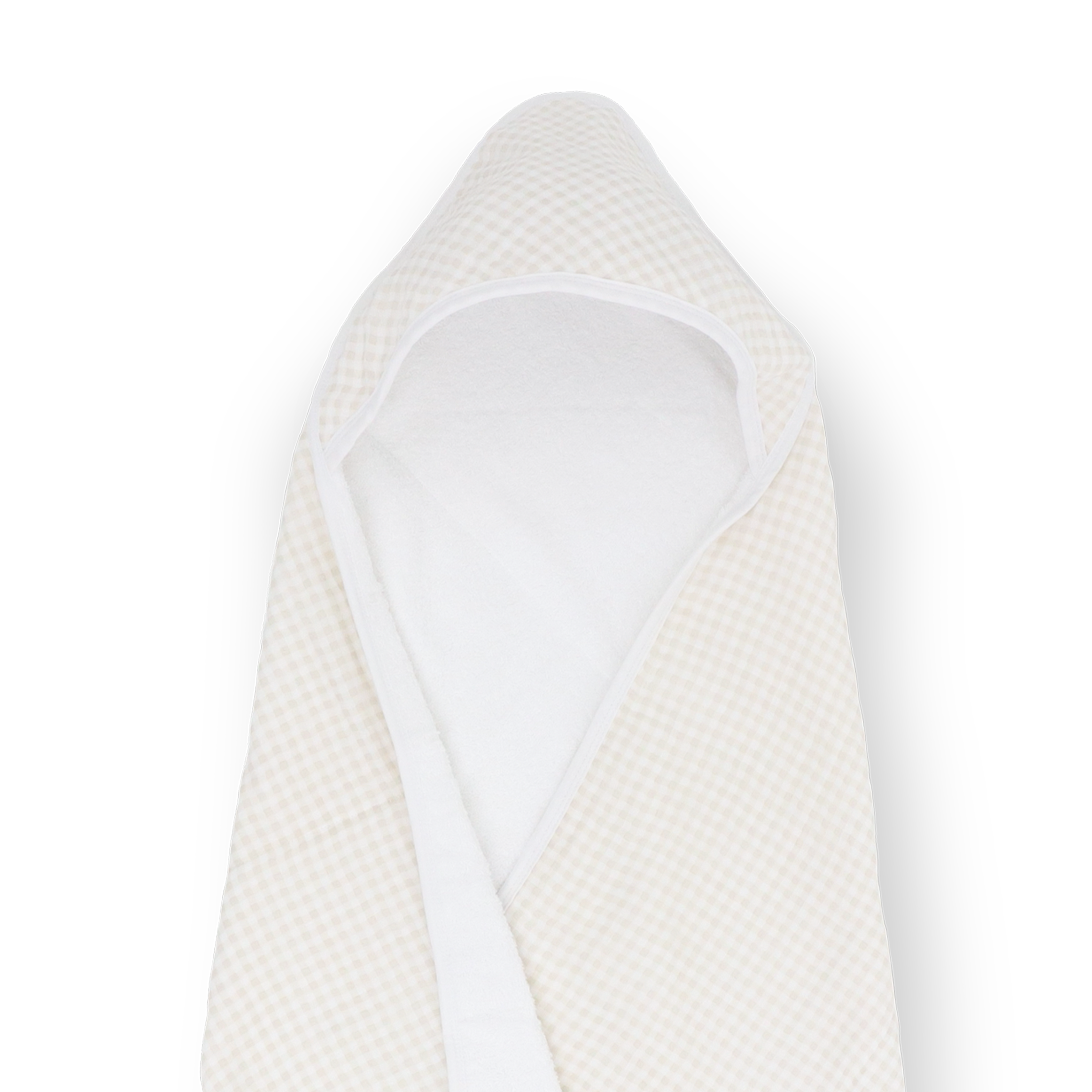 Infant Hooded Towel - Tan Gingham