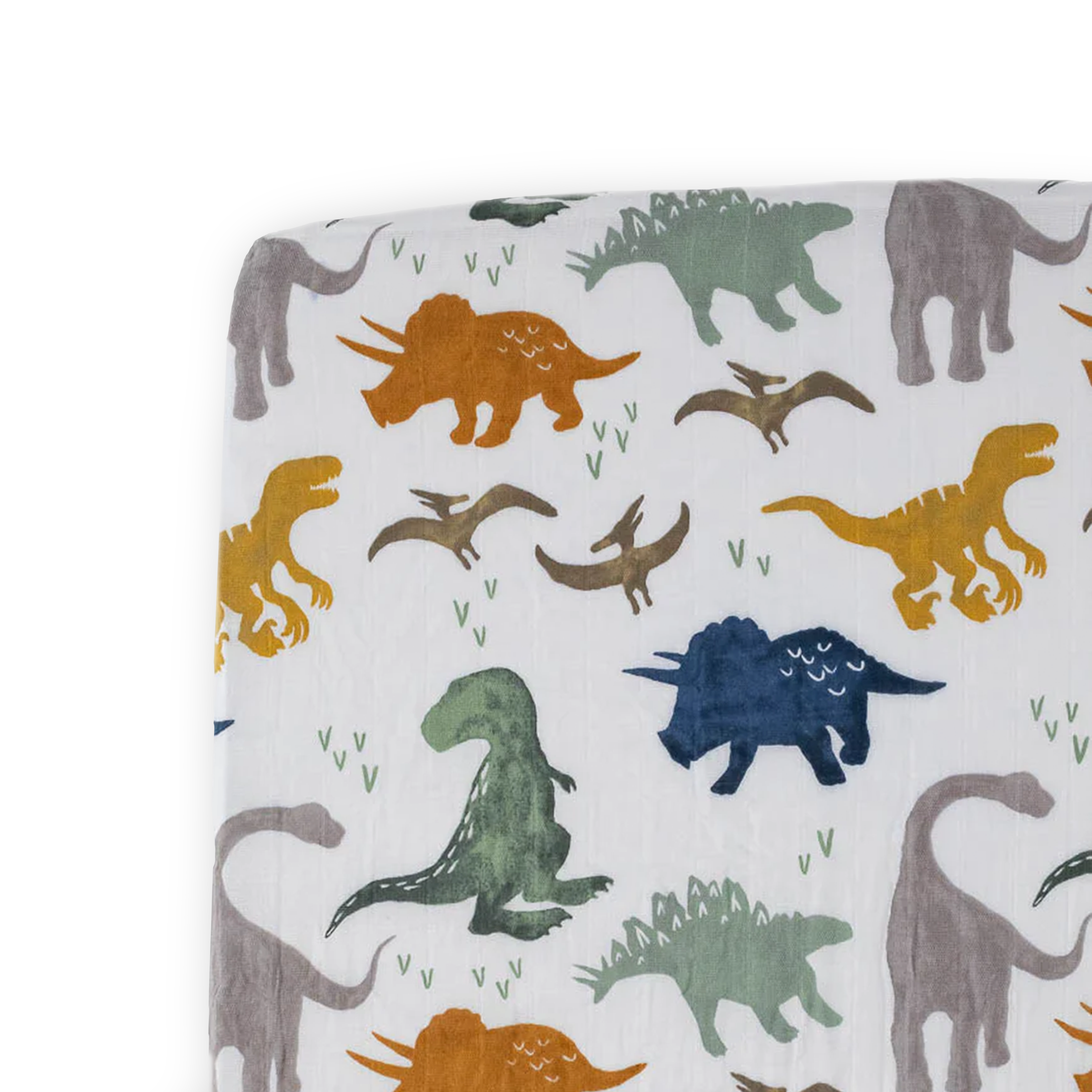 Cotton Muslin Crib Sheet - Dino Friends