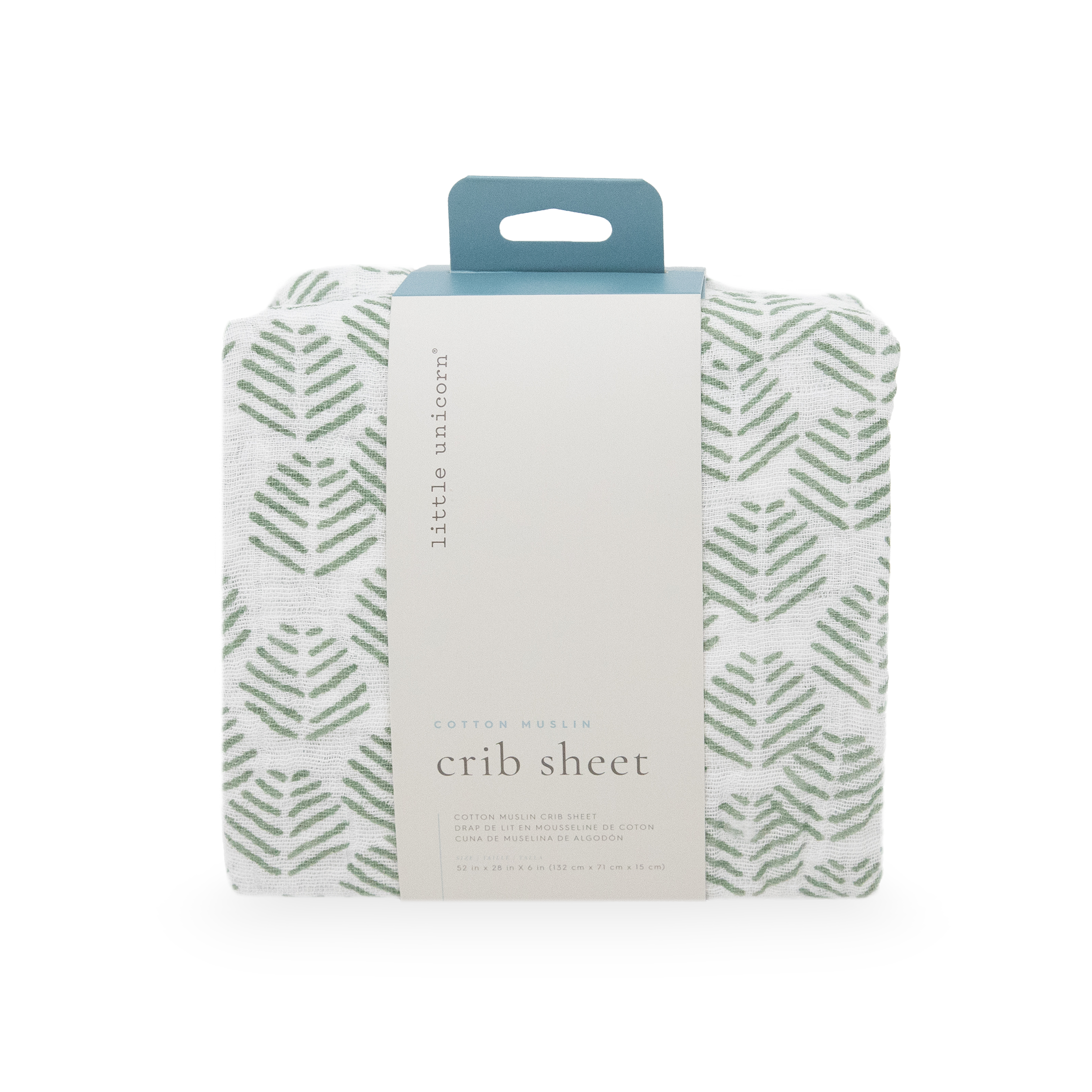Cotton Muslin Crib Sheet - Leaf Motif