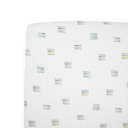 Cotton Muslin Crib Sheet - Blue Stacks