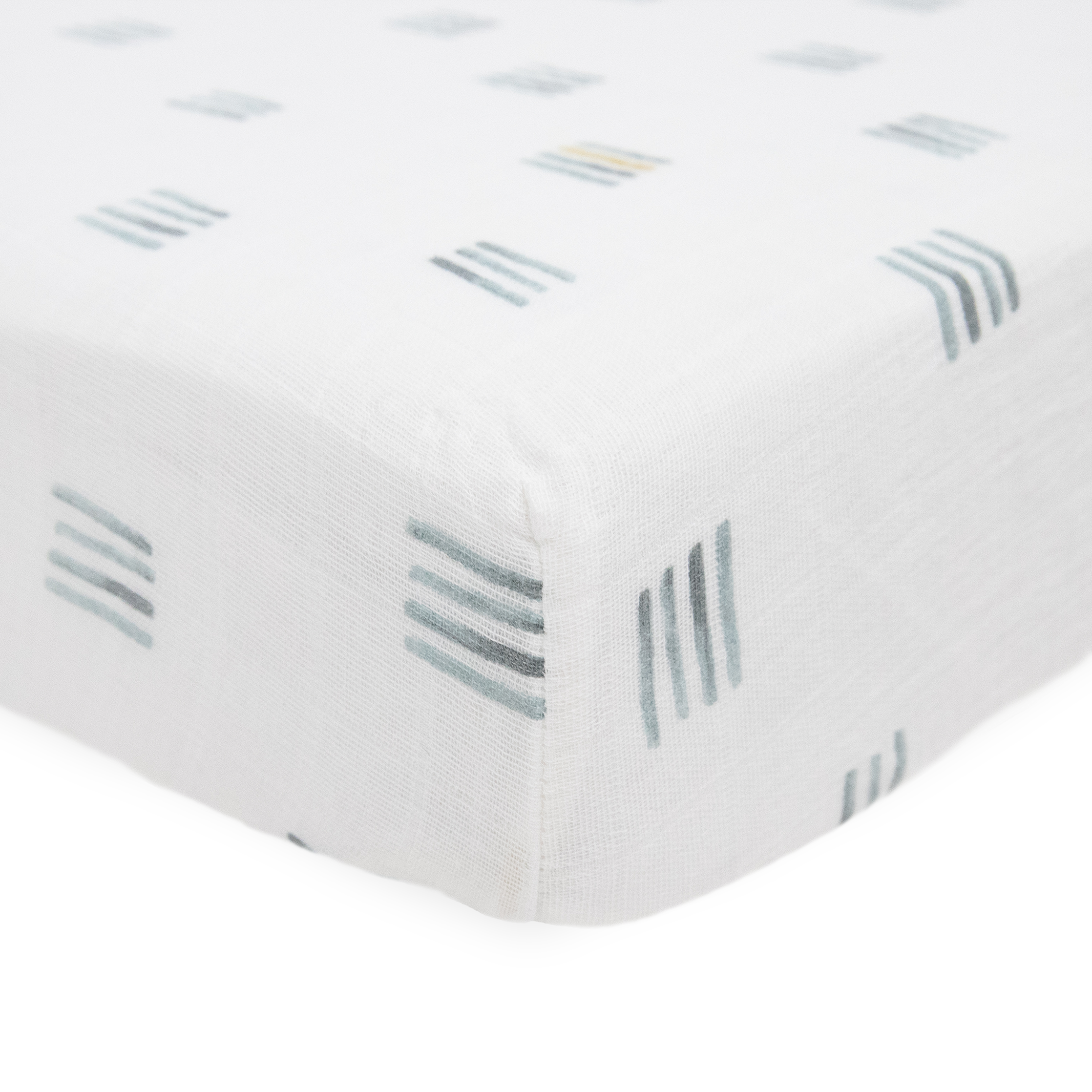 Cotton Muslin Crib Sheet - Blue Stacks