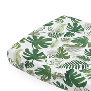 Cotton Muslin Changing Pad Cover - Tropical Leaf