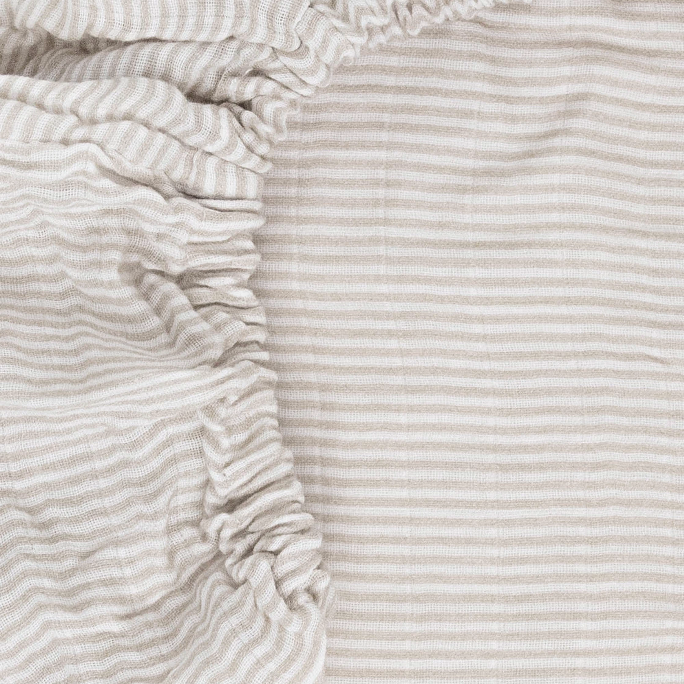 Organic Cotton Muslin Crib Sheet - Sand Stripe