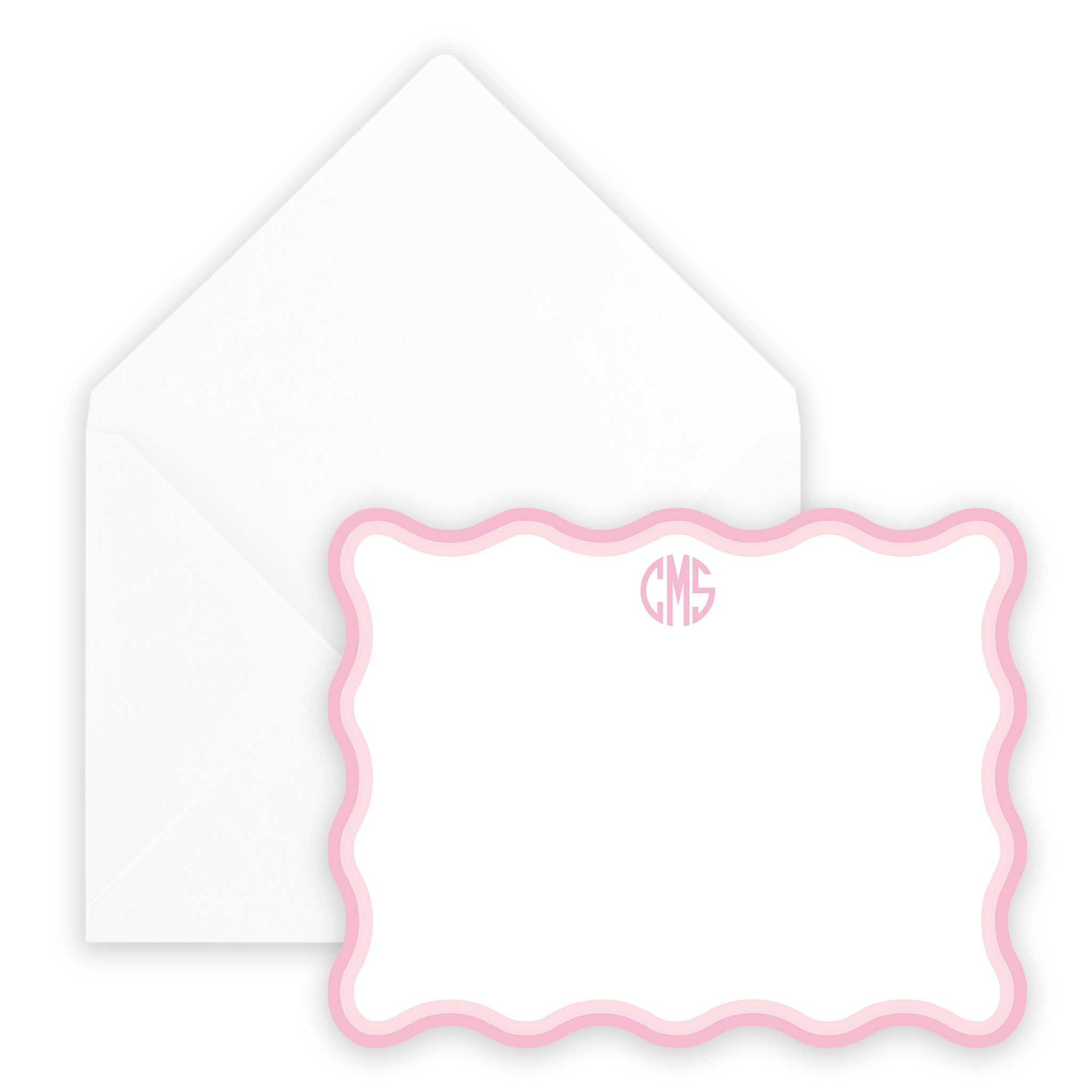 Pink Wave Monogram Notecard
