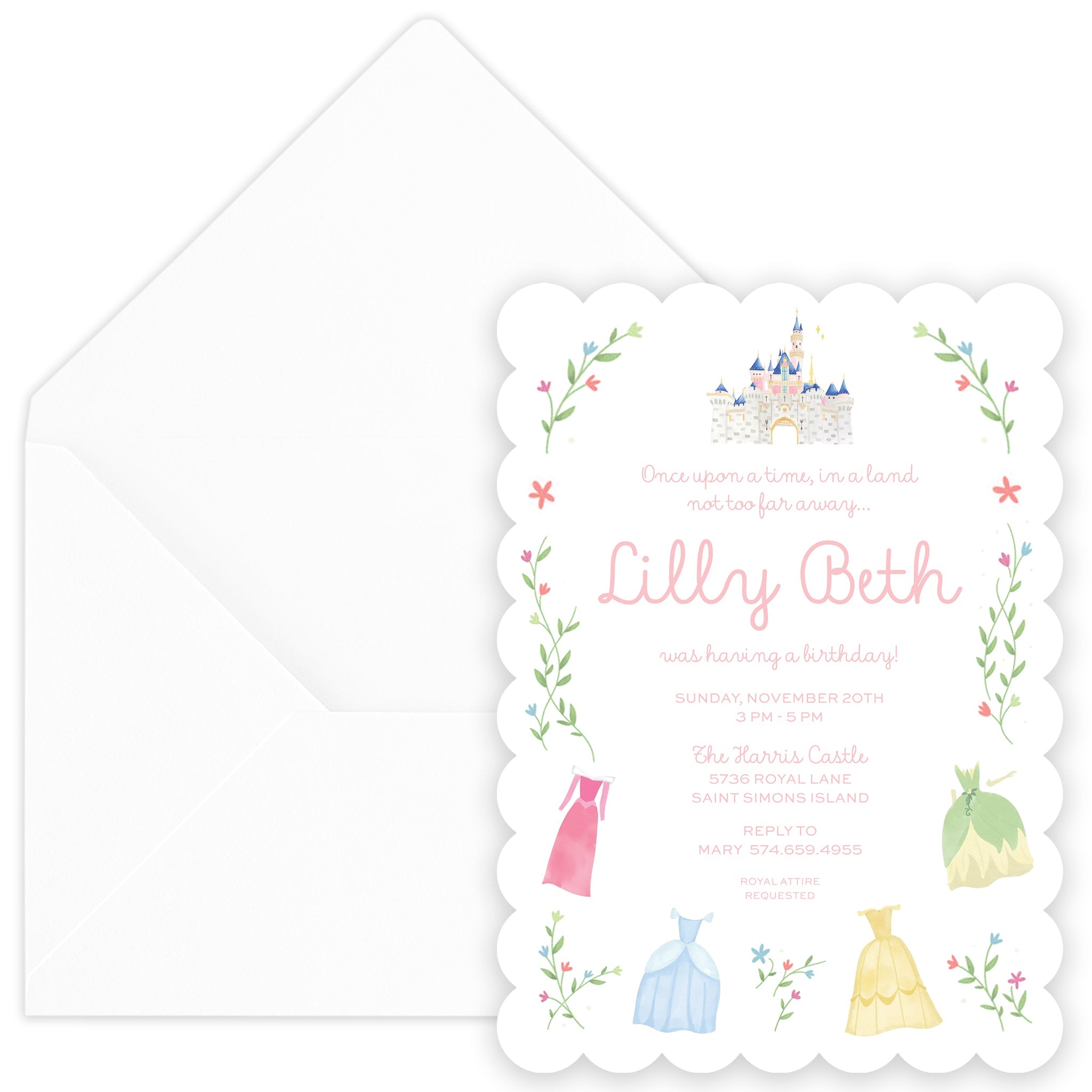 Princess Dresses Birthday Invitation