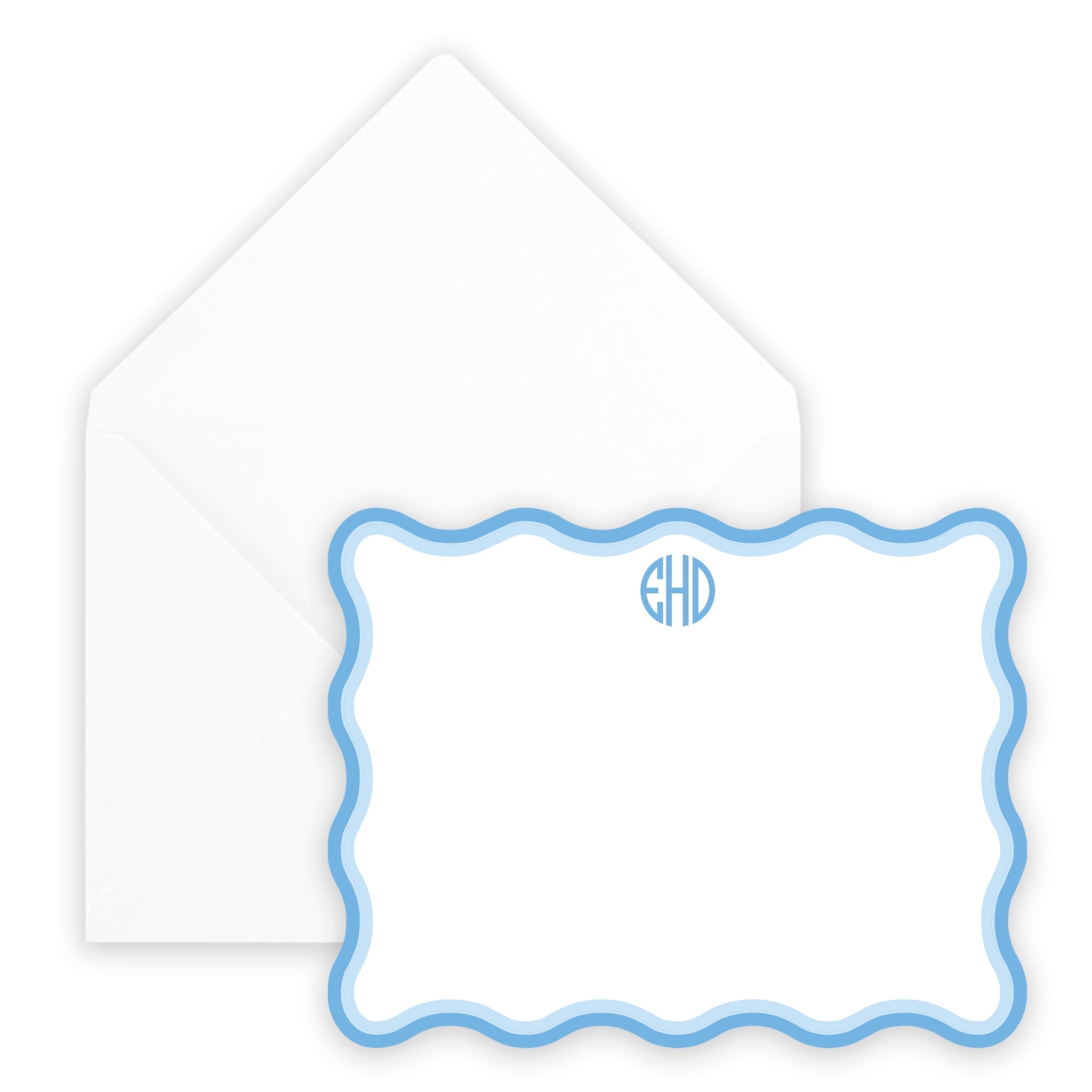 Blue Wave Monogram Notecard