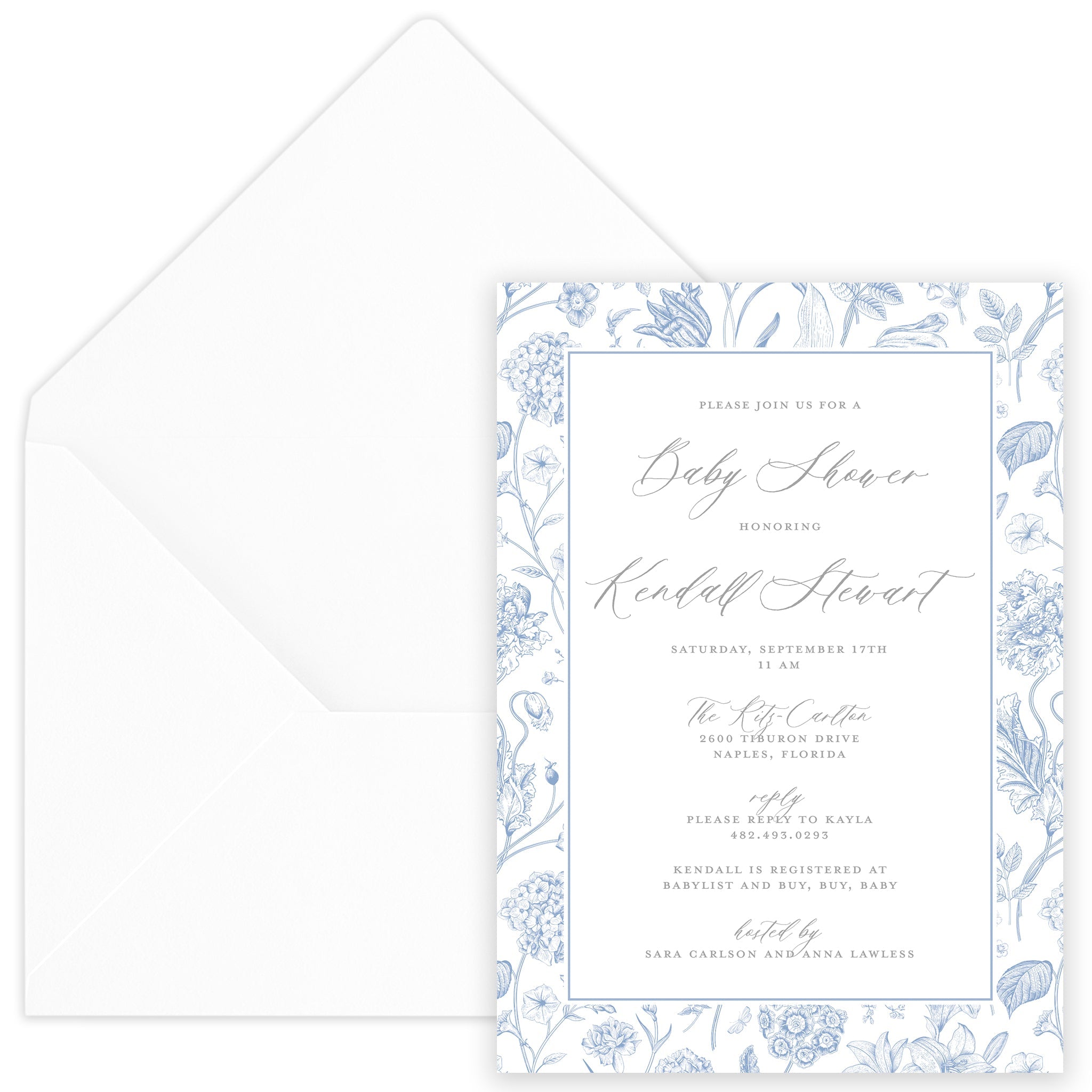 Blue & White Chinoiserie Shower Invitation