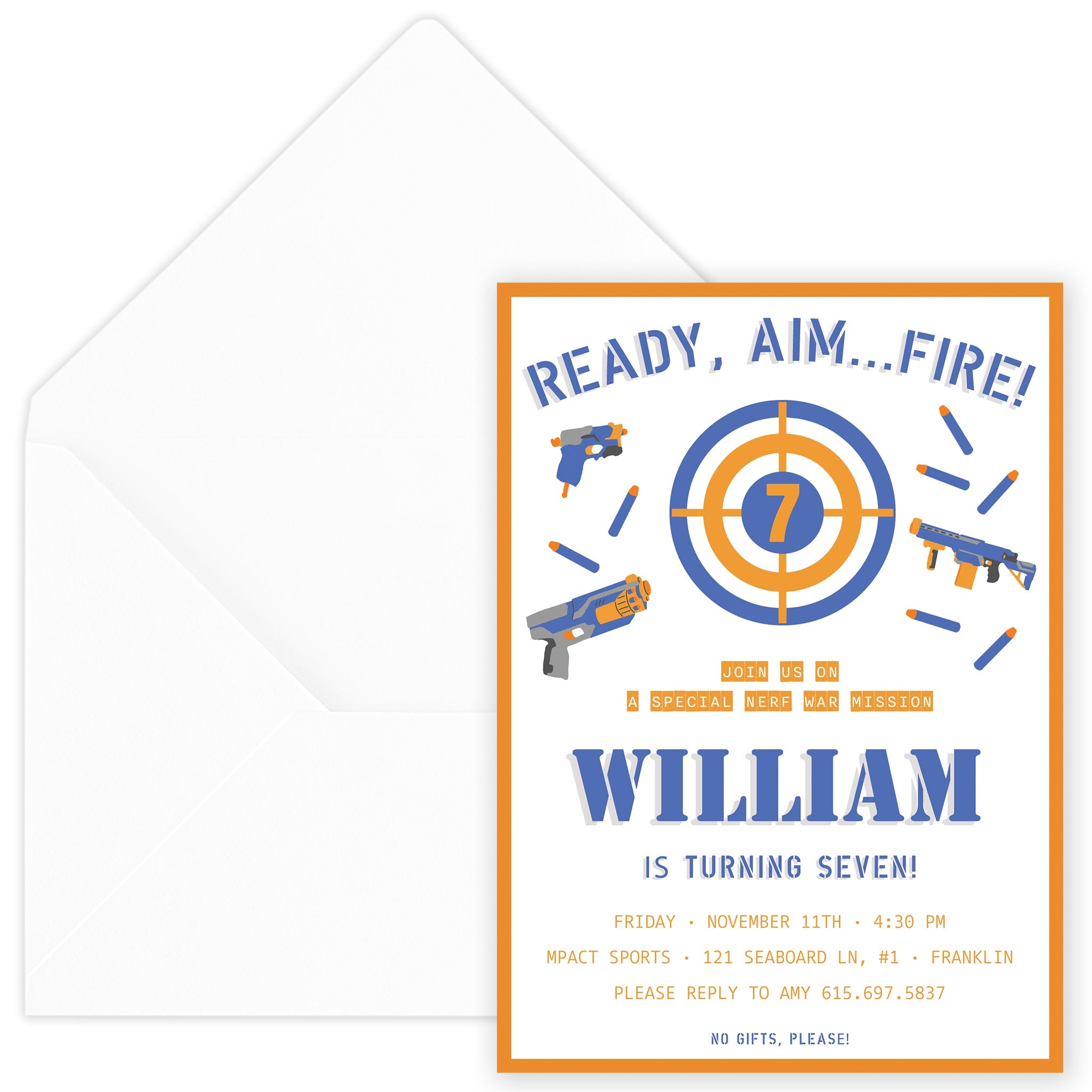 Dart Gun Birthday Invitation