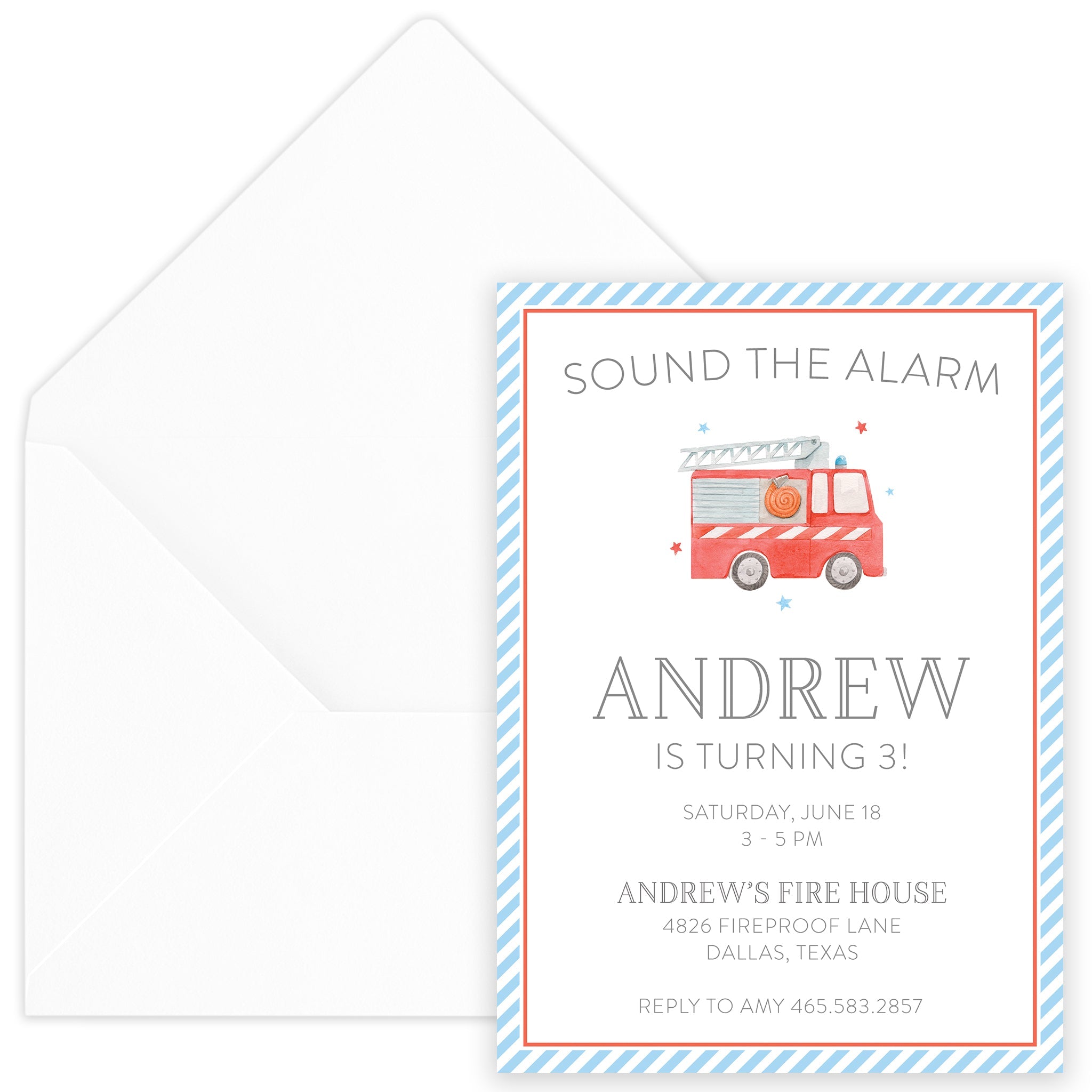 Firetruck Birthday Invitation