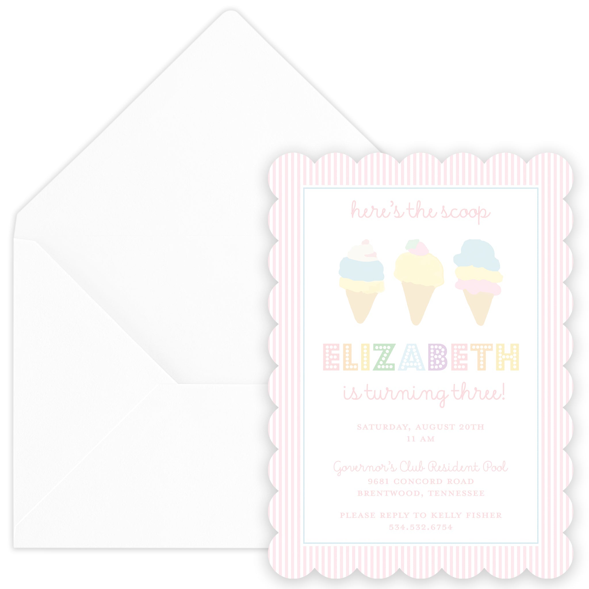 Ice Cream Social Birthday Invitation