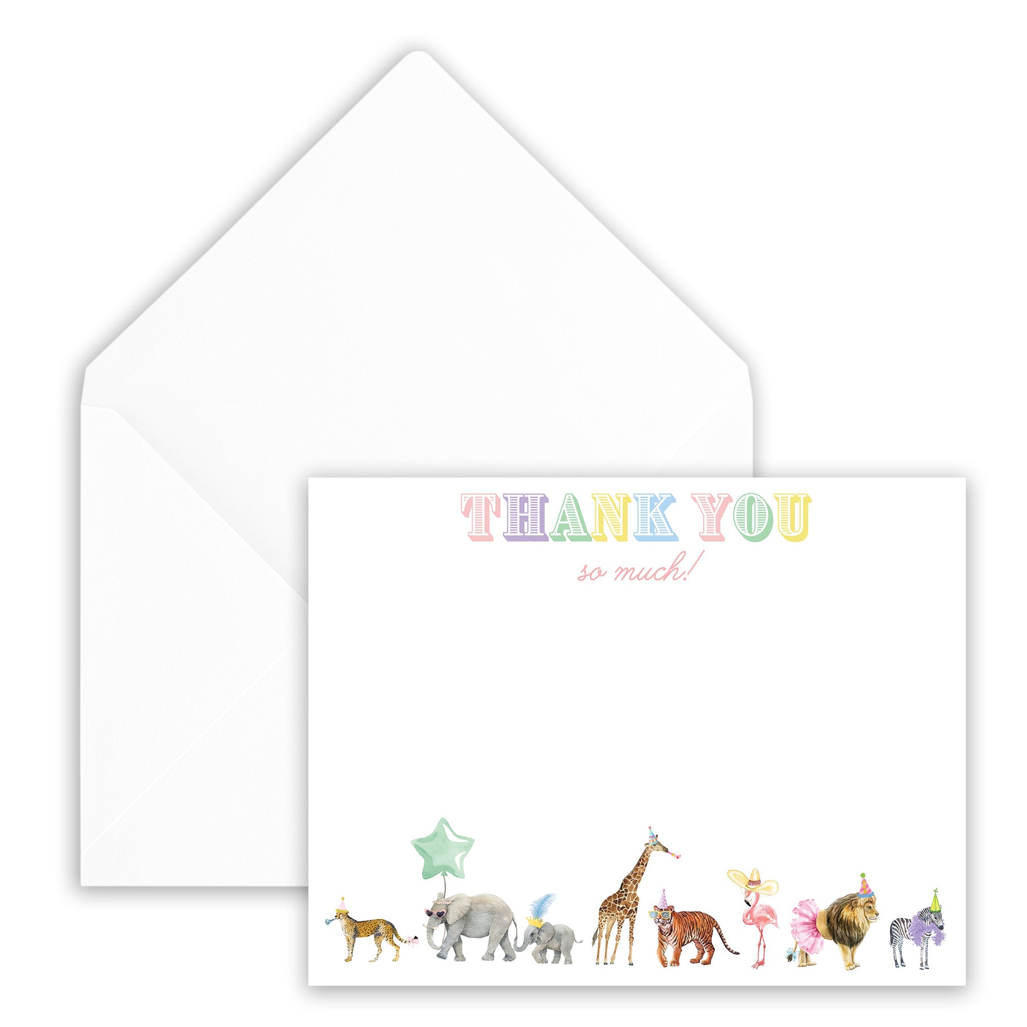 Multi Party Animal Thank You Note