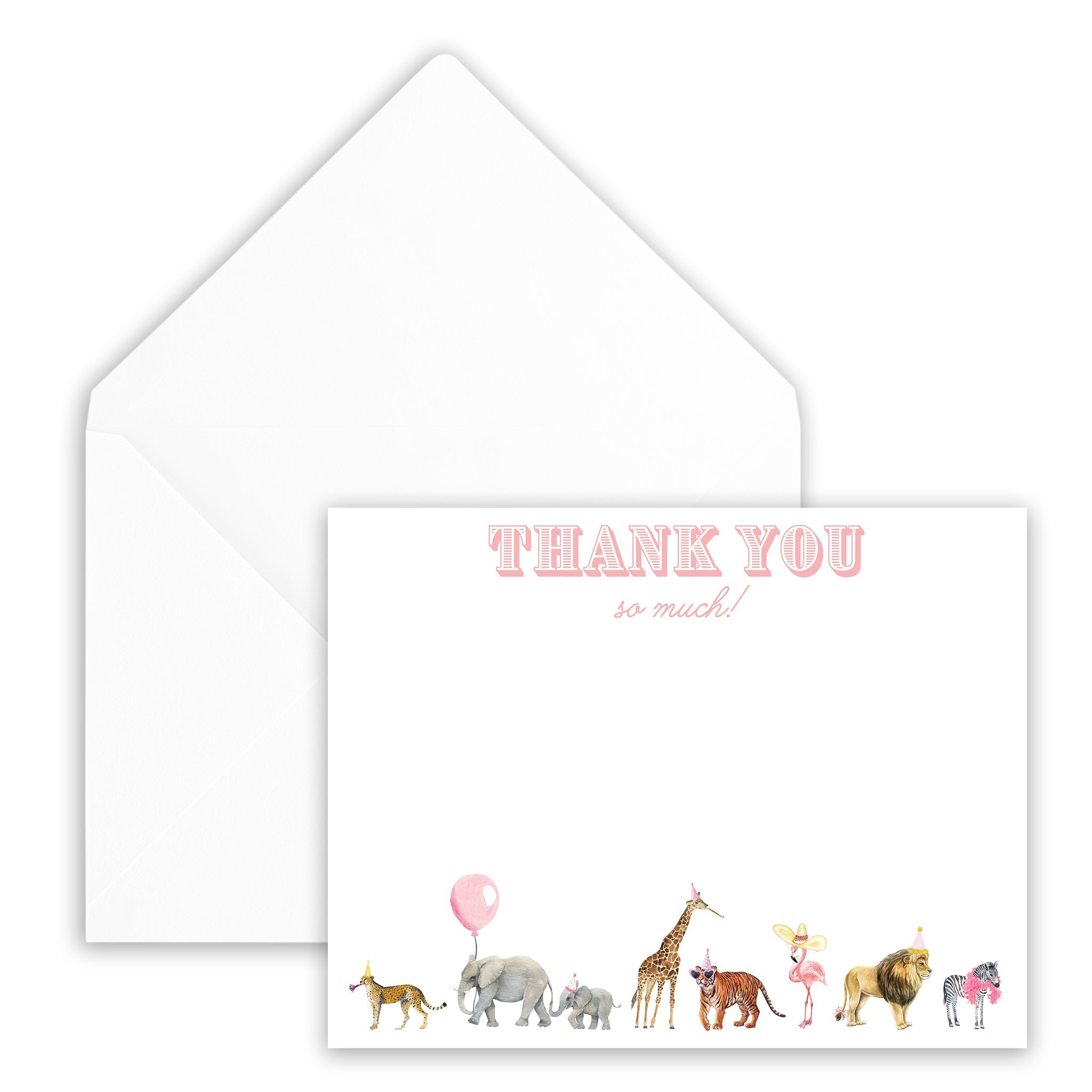 Pink Party Animal Thank You Note