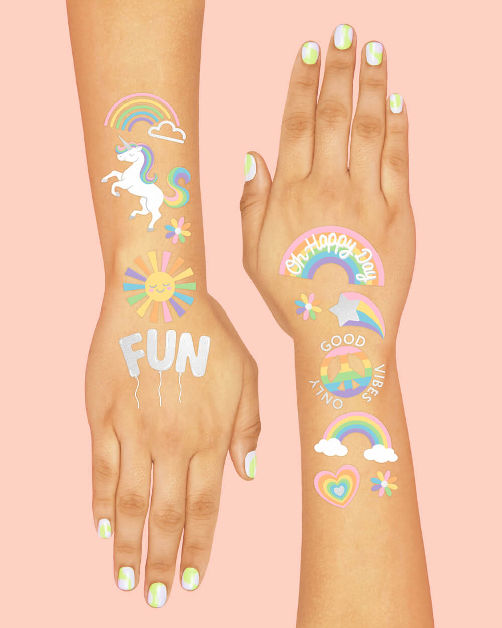 Rainbow 🌈 Tats - 46 Foil Temporary Tattoos