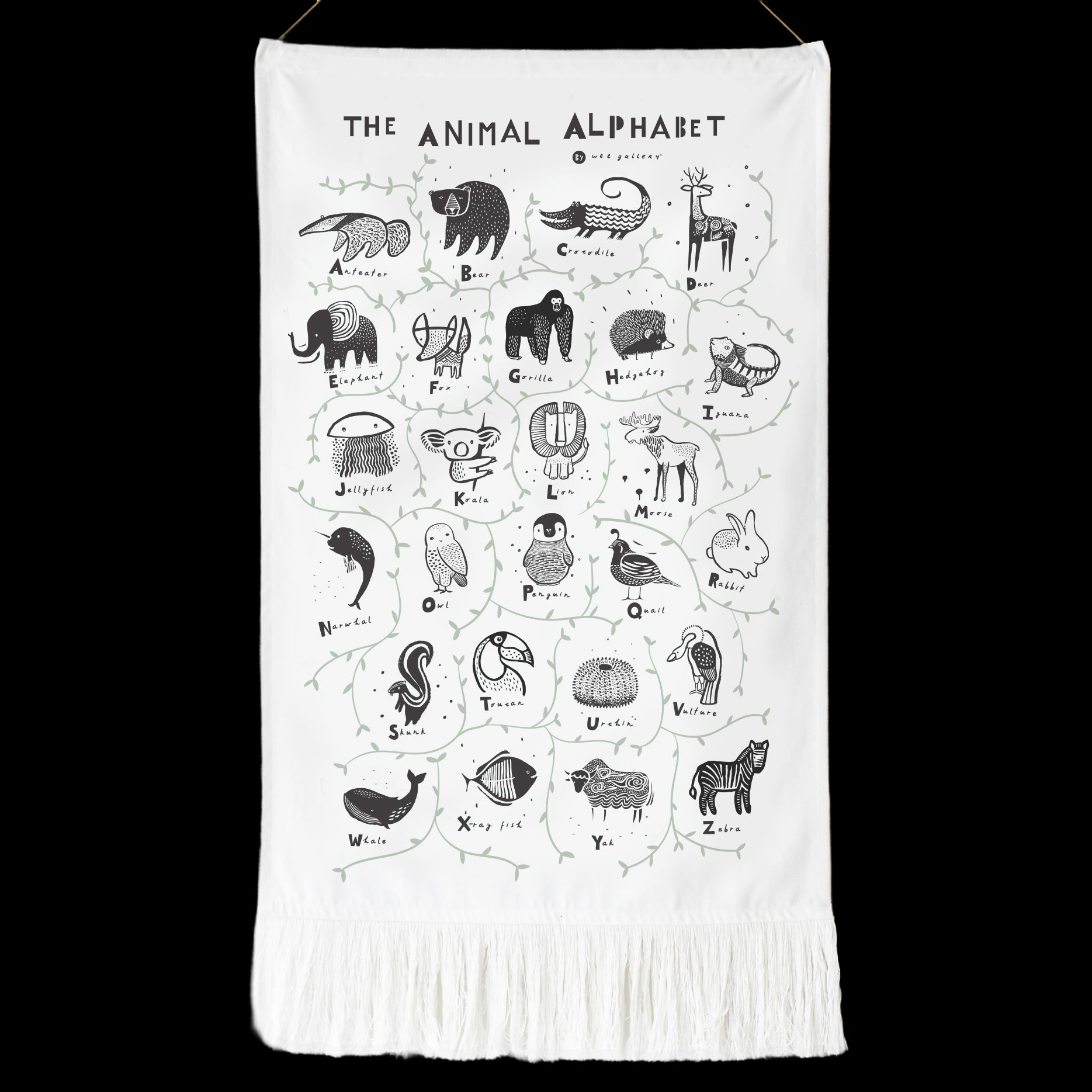Animal Alphabet Printed Tapestry
