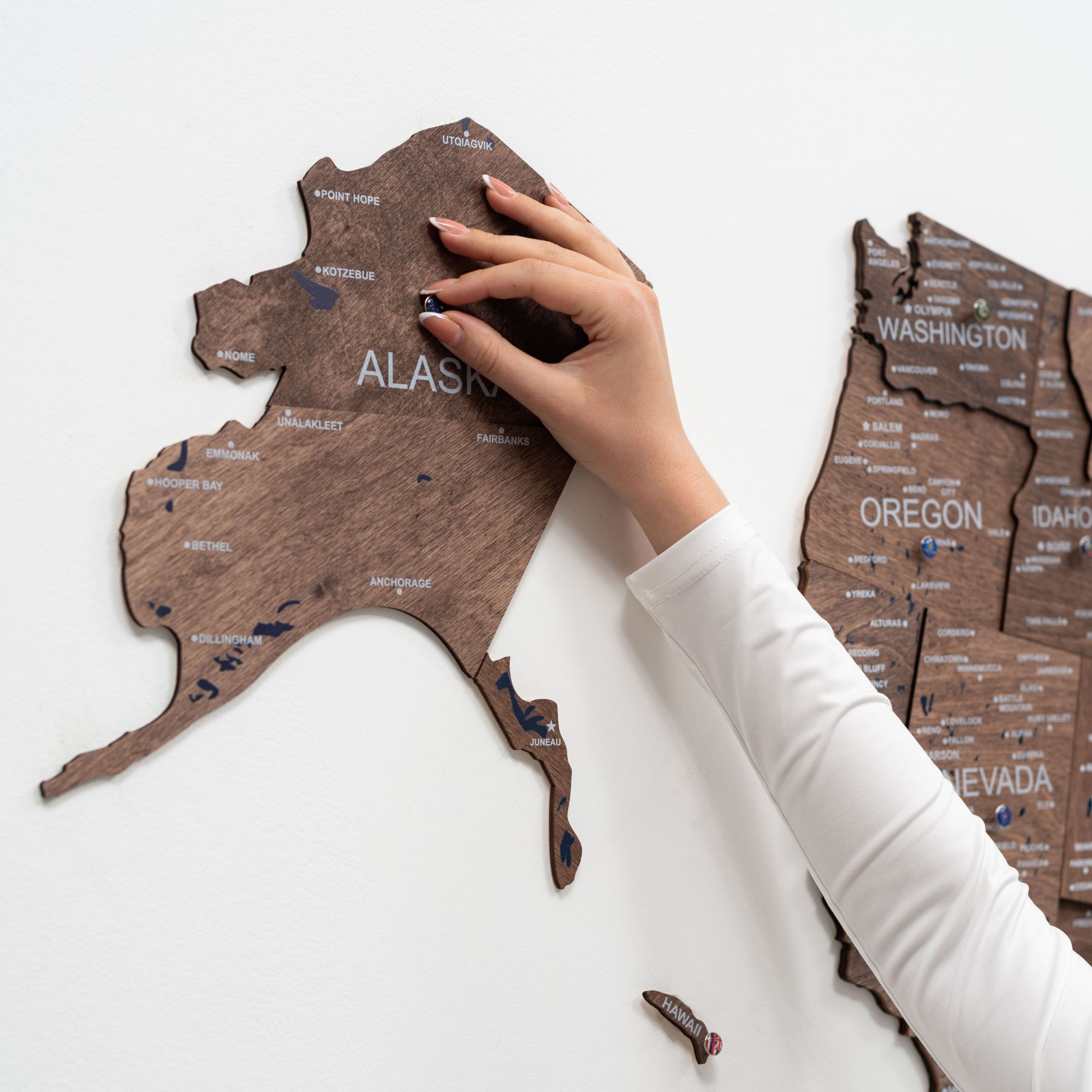 Wooden 3d Map Of Usa - Dark Walnut