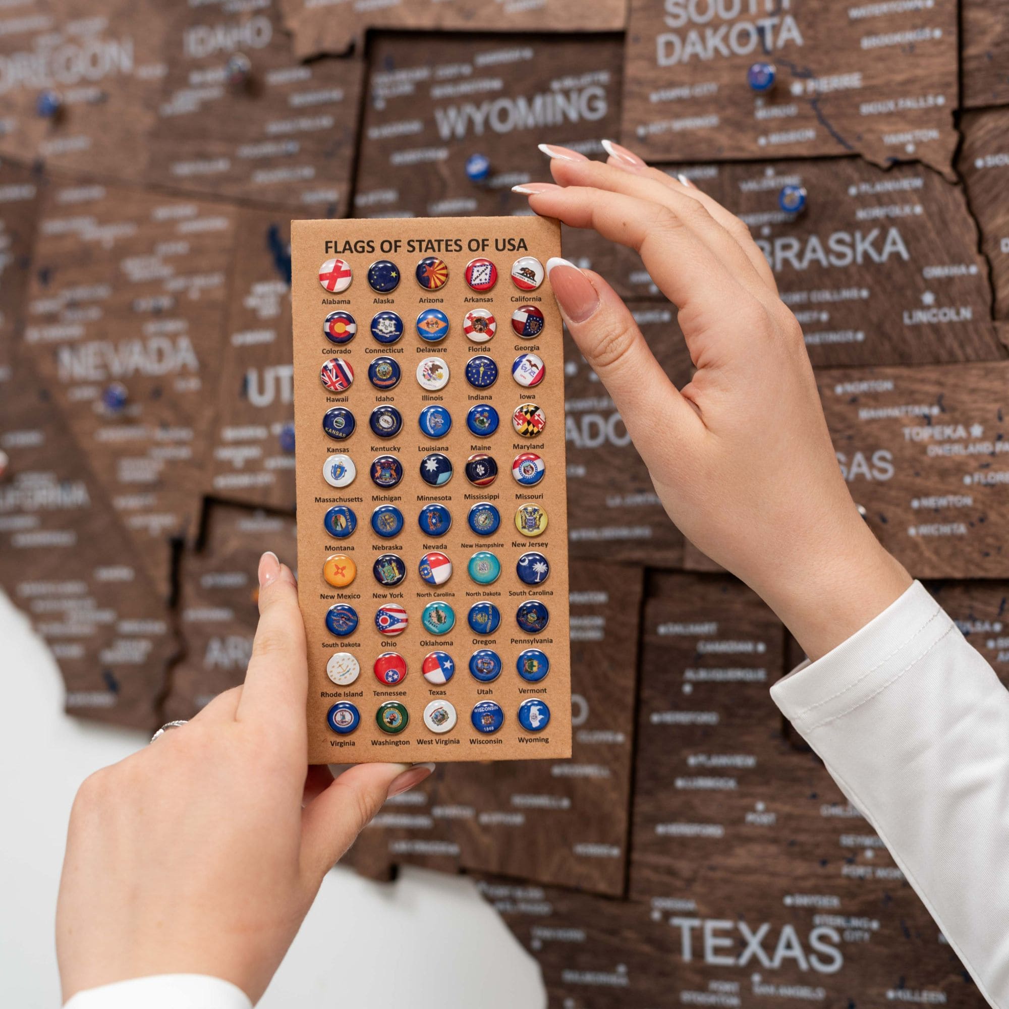Wooden 3d Map Of Usa - Dark Walnut