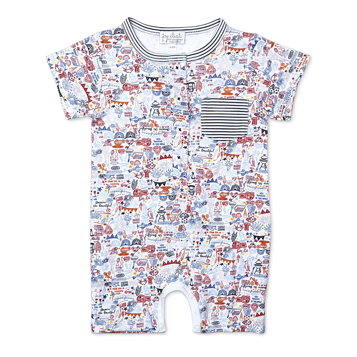 Usa Boys Shortie Romper - USA - Fireworks Multi