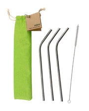 Haakaa Curved Stainless Steel Straws With Cleaning Brush, 3 Pk