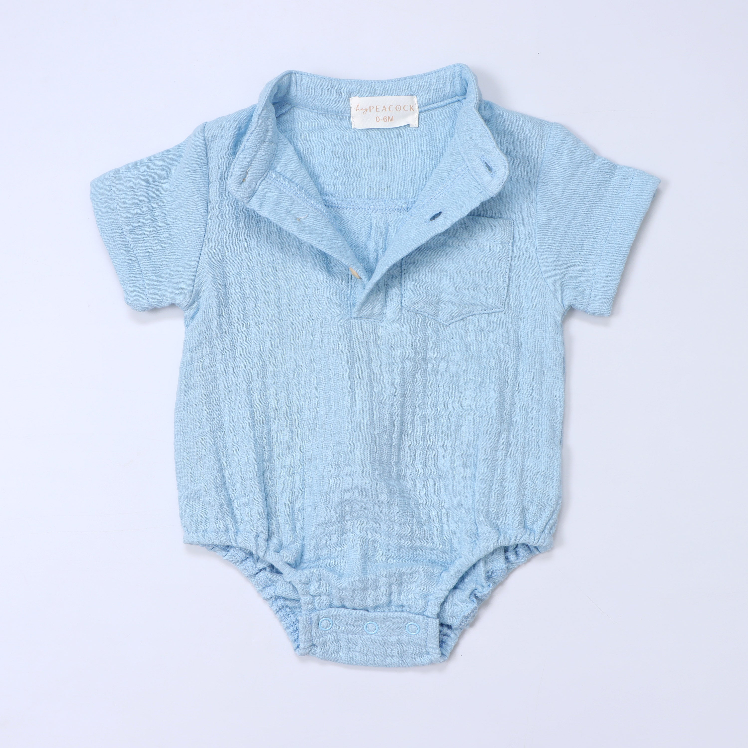 Heypeacock Baby Romper, 100% Muslin Cotton, Boy (blue)