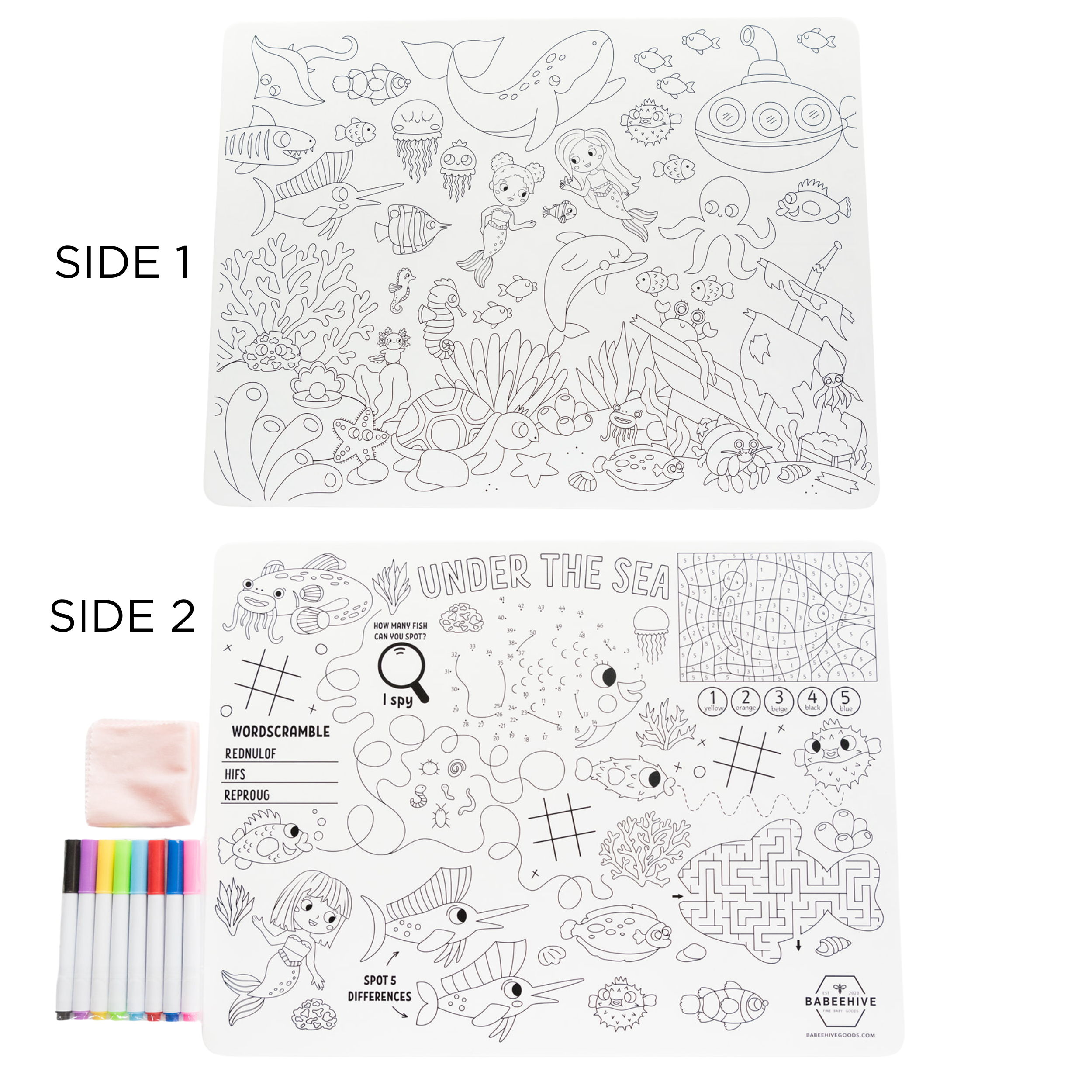 Silicone Reusable Coloring Placemat - 5 New Designs