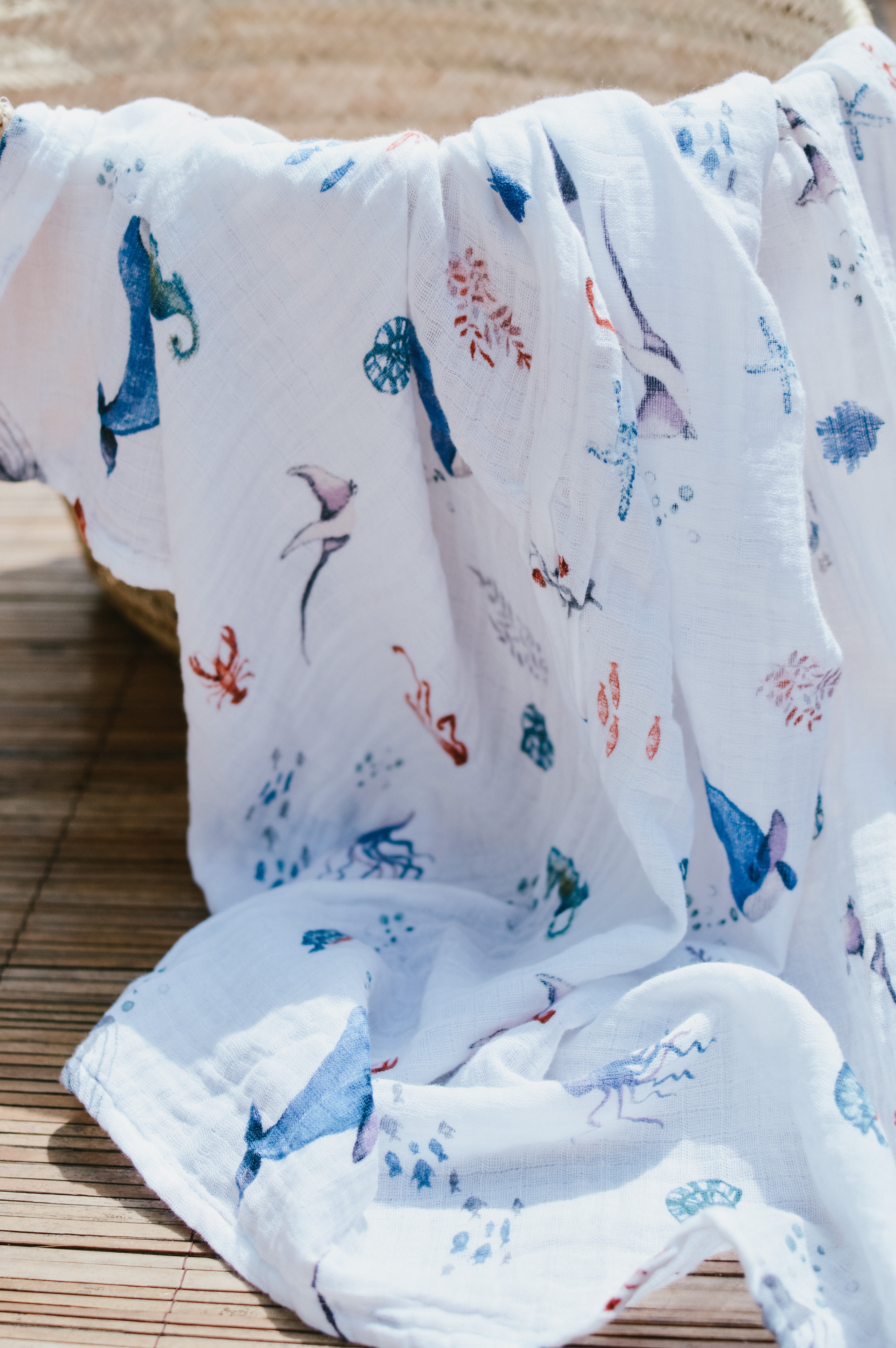 ORGANIC SWADDLE SET - LIFE'S A BEACH (Under The Sea + Blue Octopus Stripe)