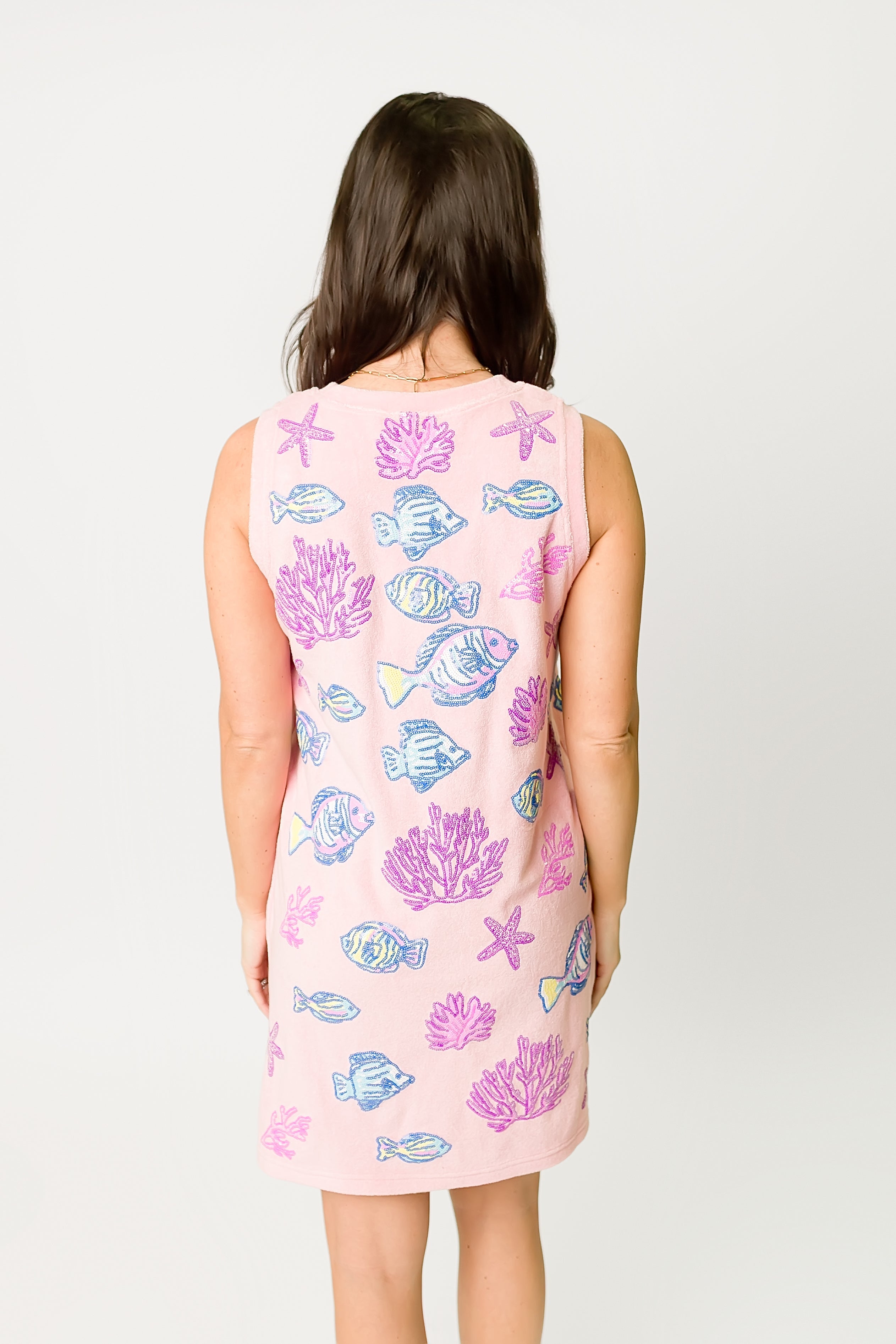 Under The Sea Sequin A-line Mini Dress – Light Pink