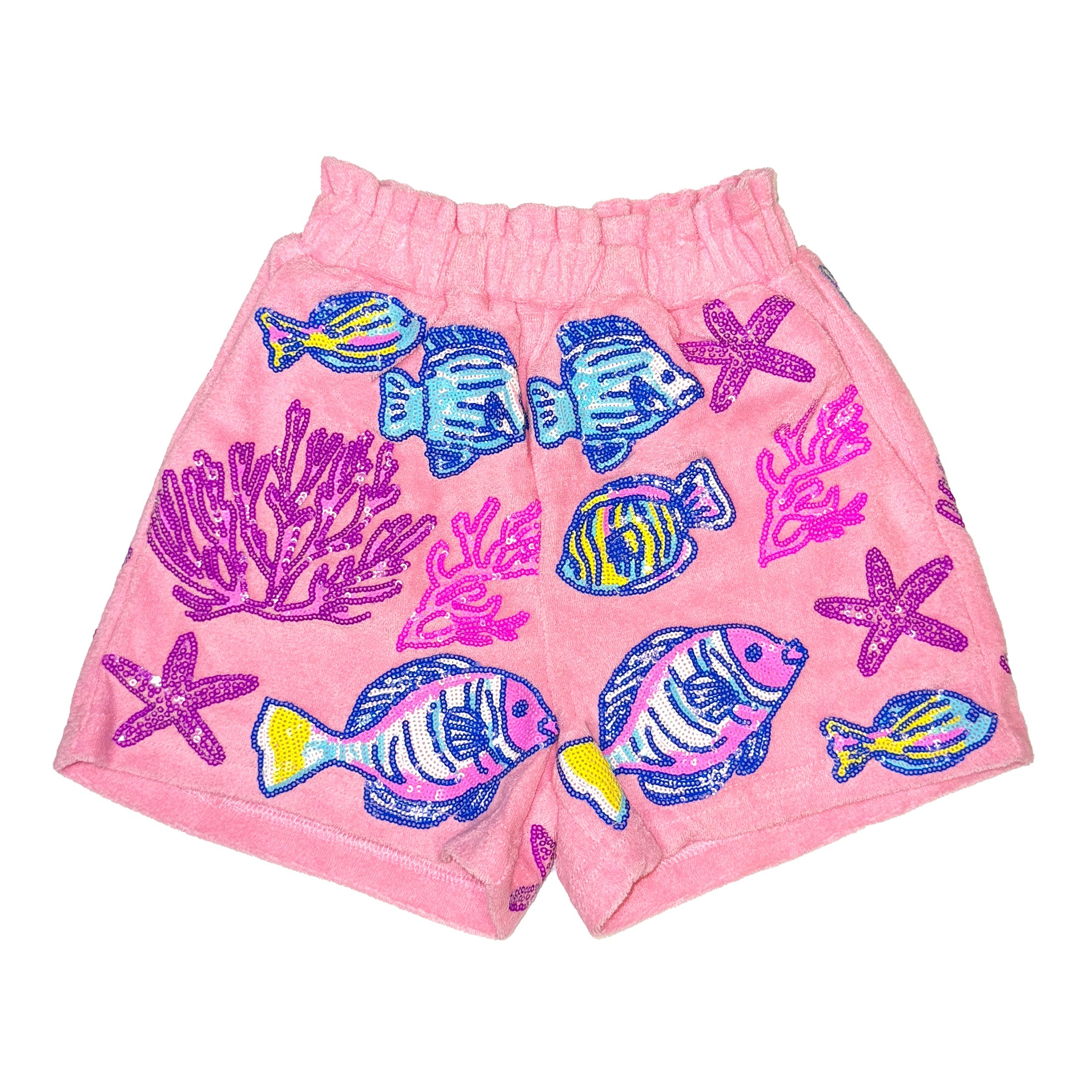 Under The Sea Terry Cloth Shorts - Light Pink