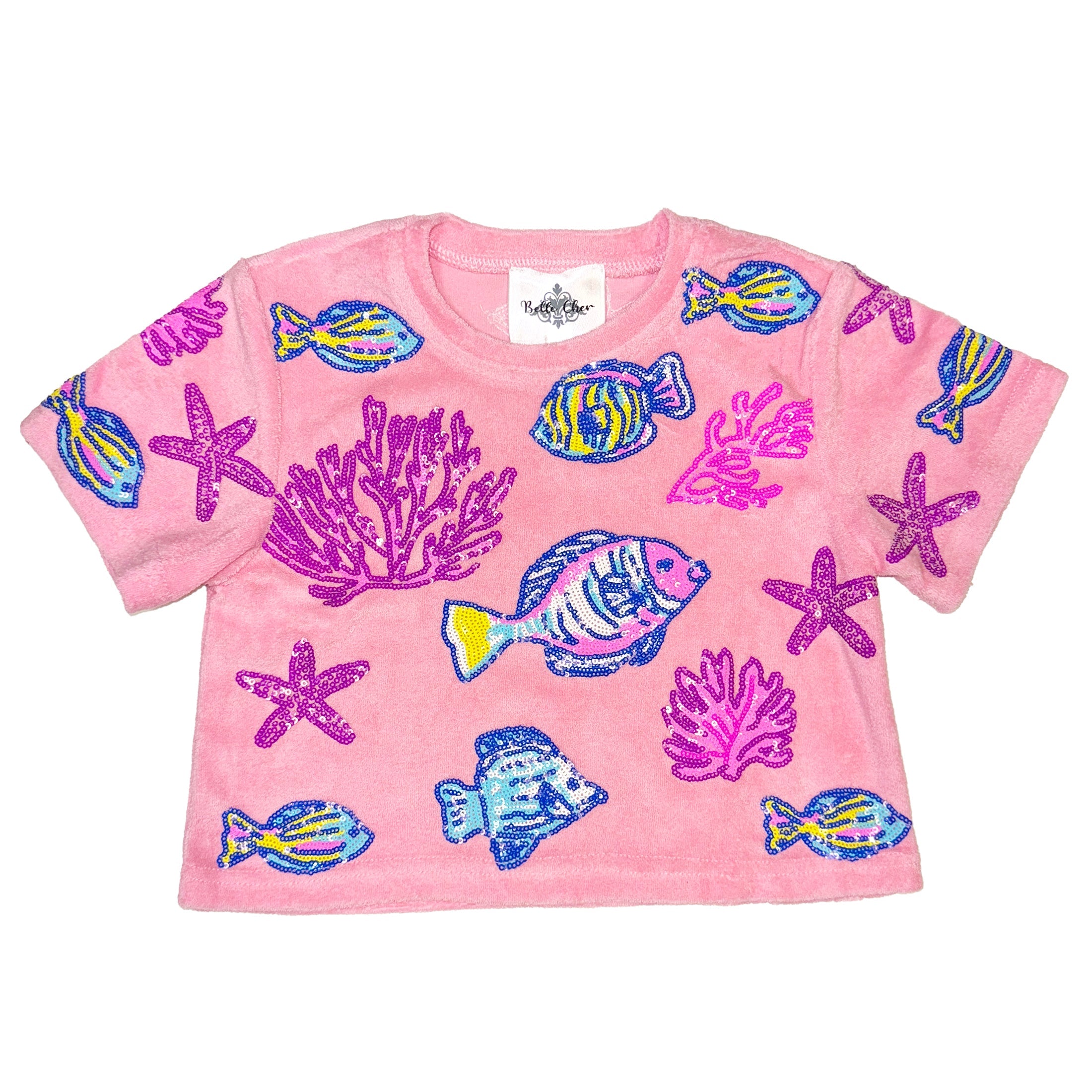 Under The Sea Terry Cloth Top - Light Pink